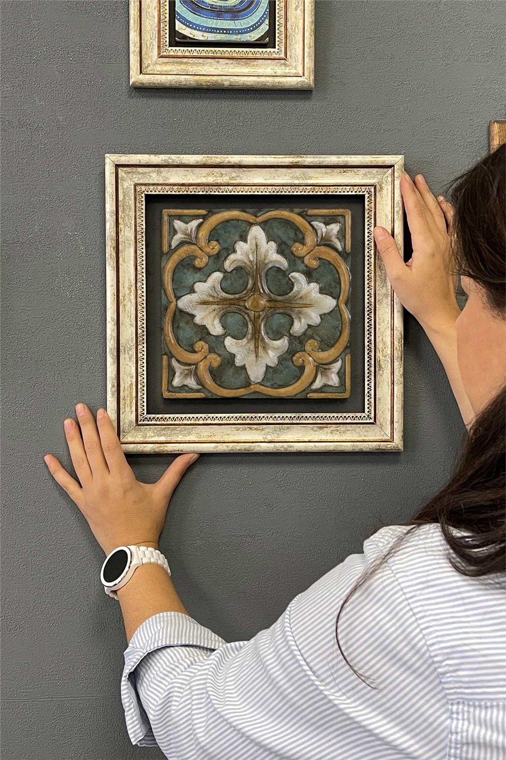 Oscar Stone Decor Çerçeveli Tablo Taş Duvar Dekoru 30 X 30 Cm Eskitme Vintage Tablo