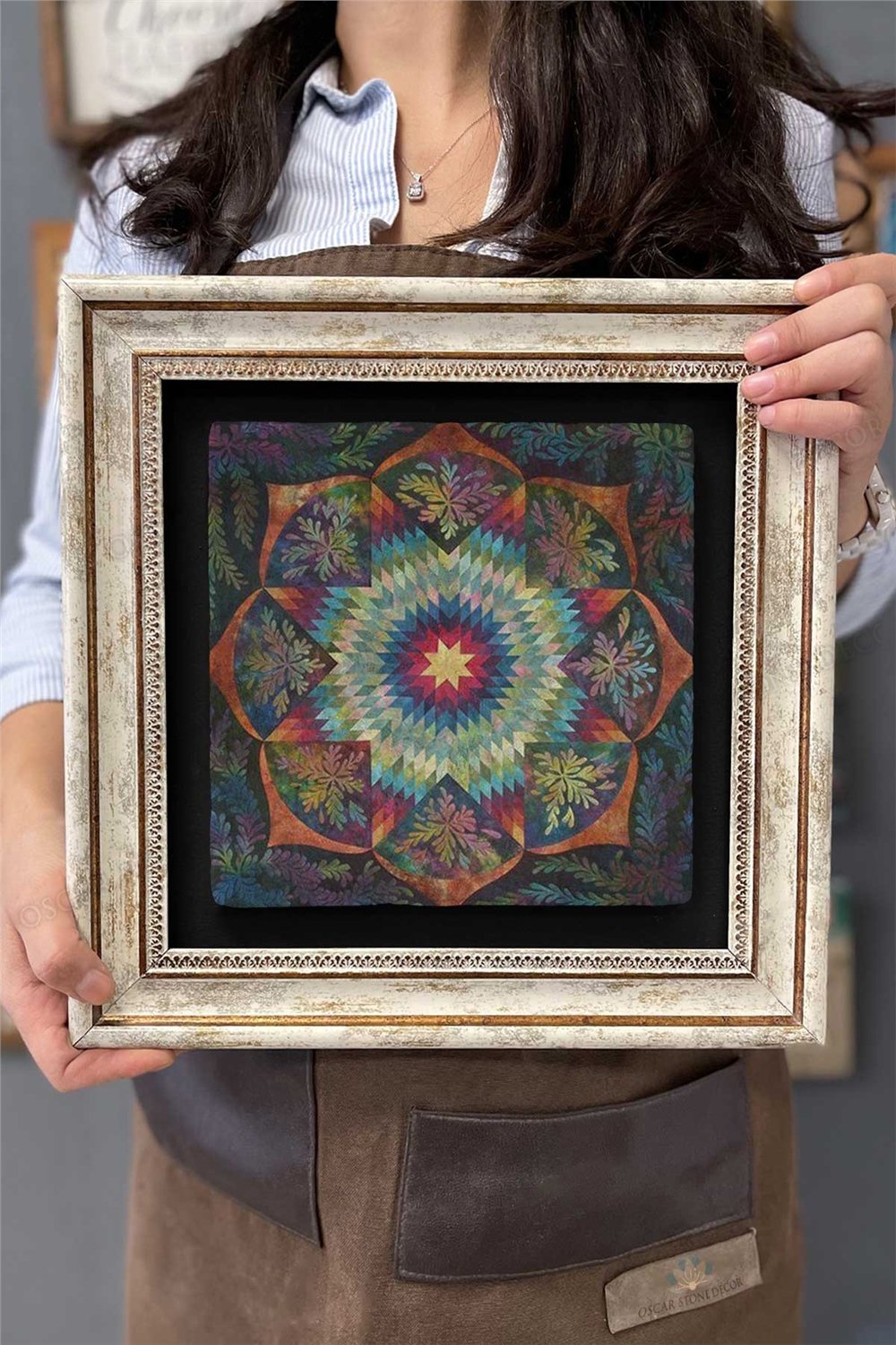Oscar Stone Decor Çerçeveli Tablo Taş Duvar Dekoru 30 X 30 Cm Eskitme Tablo
