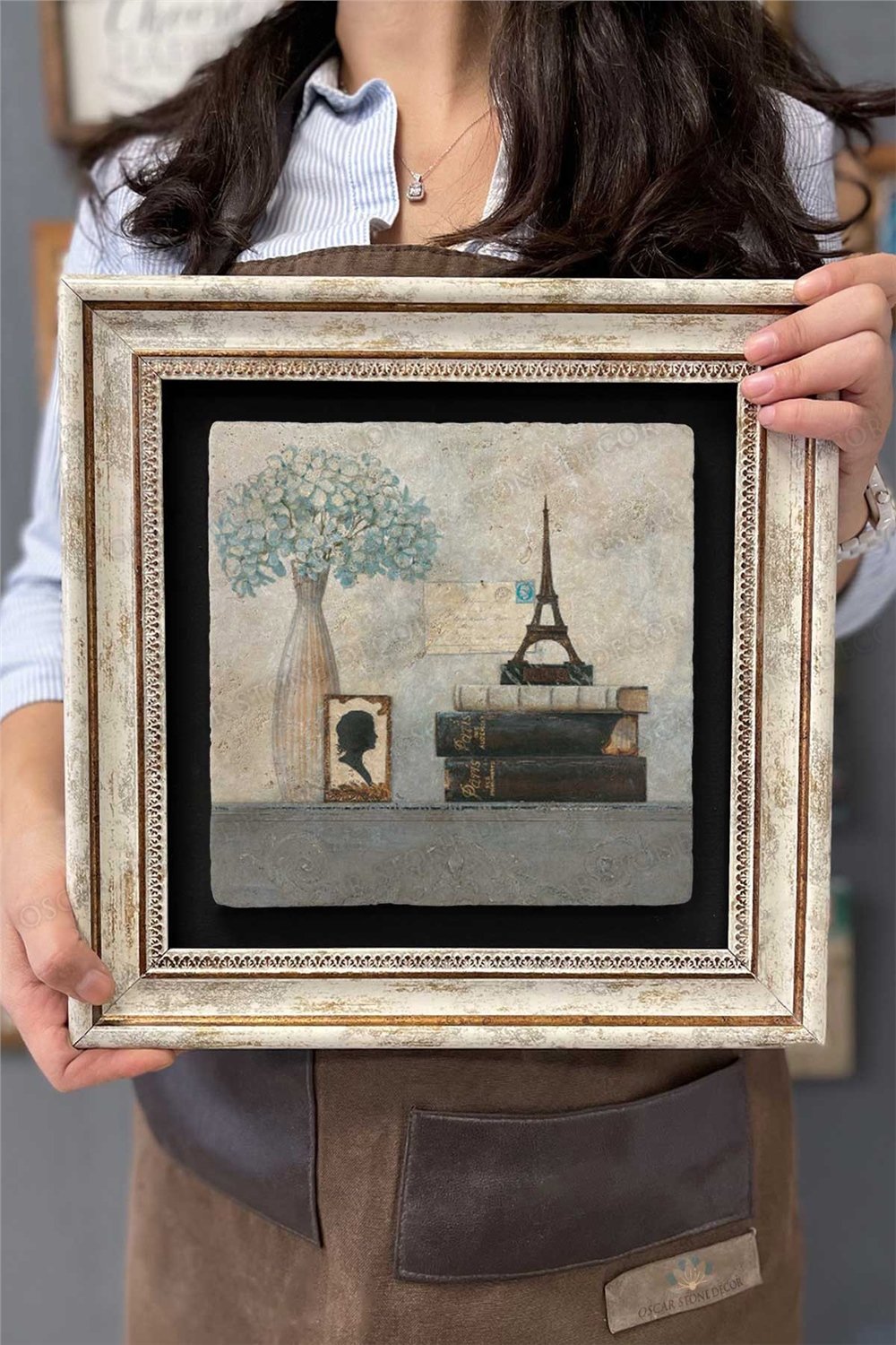 Oscar Stone Decor Çerçeveli Tablo Taş Duvar Dekoru 30 X 30 Cm Dekor Eskitme Tablo