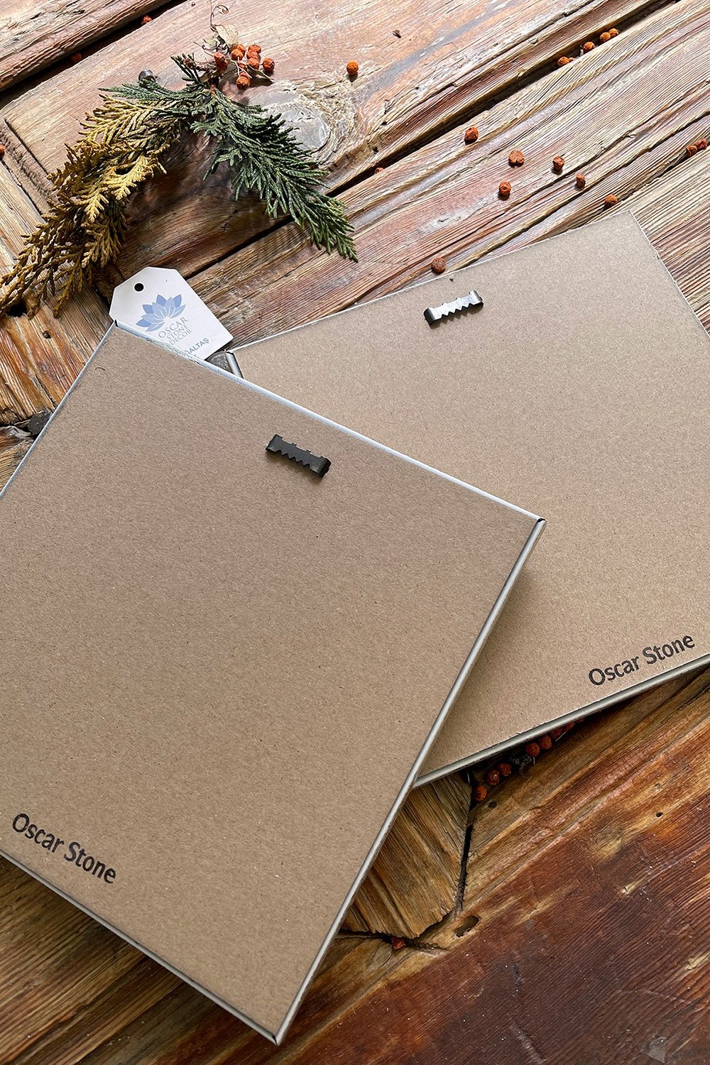 Oscar Stone Decor Çerçeveli Taş Duvar Dekoru Tablo 20x20cm 2'li Set Ayetel Kürsi