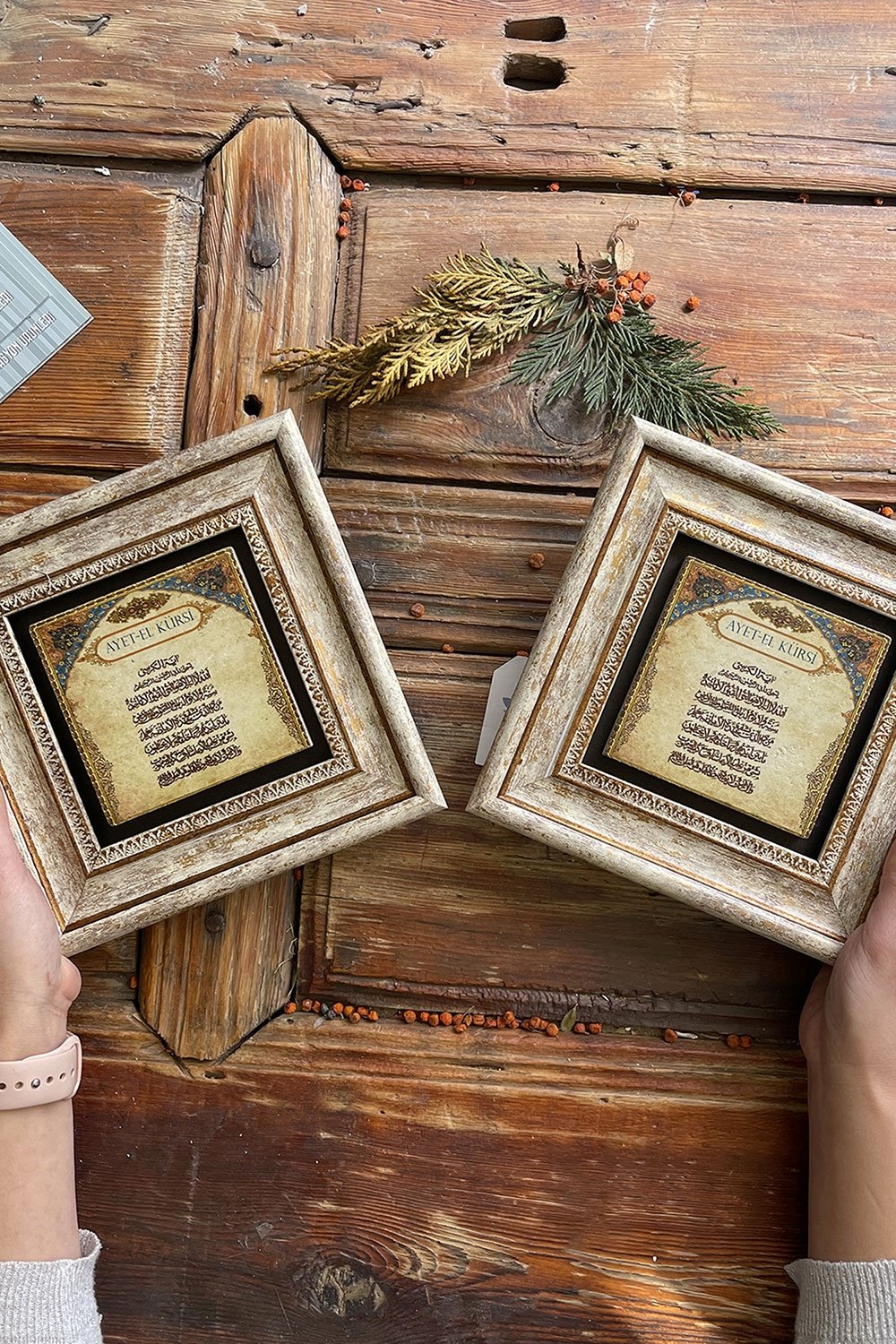 Oscar Stone Decor Çerçeveli Taş Duvar Dekoru Tablo 20x20cm 2'li Set Ayetel Kürsi