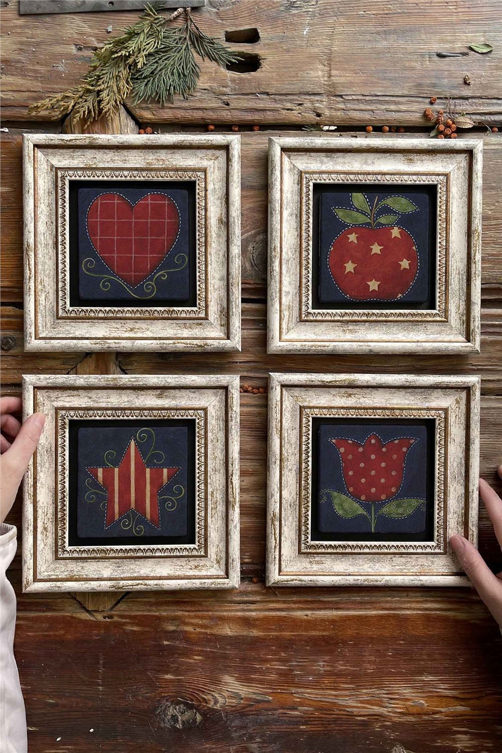 Oscar Stone Decor Çerçeveli Taş Tablo Duvar Dekoru 20x20cm 4'lü Set