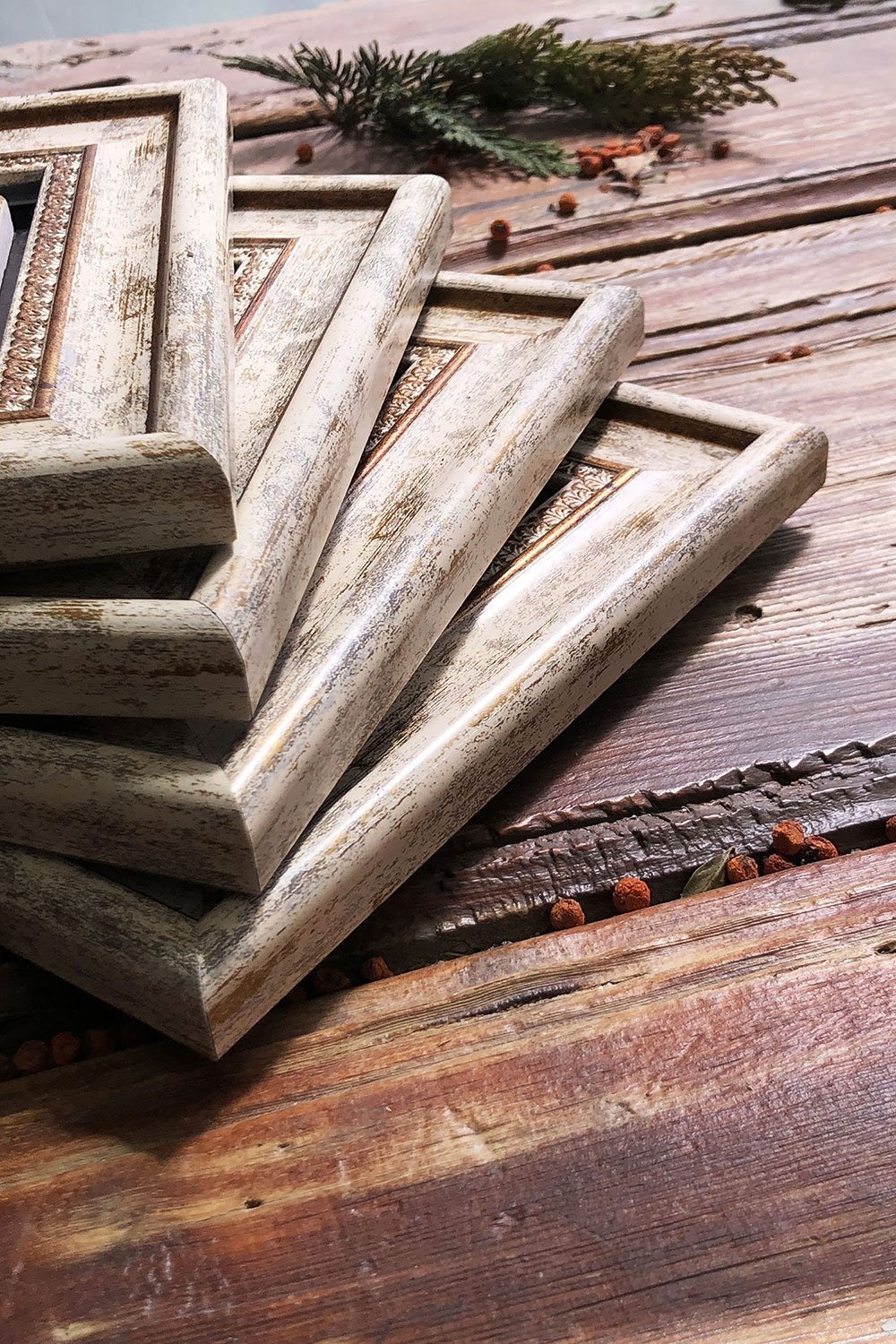 Oscar Stone Decor Çerçeveli Taş Tablo Duvar Dekoru 20x20cm 4'lü Set
