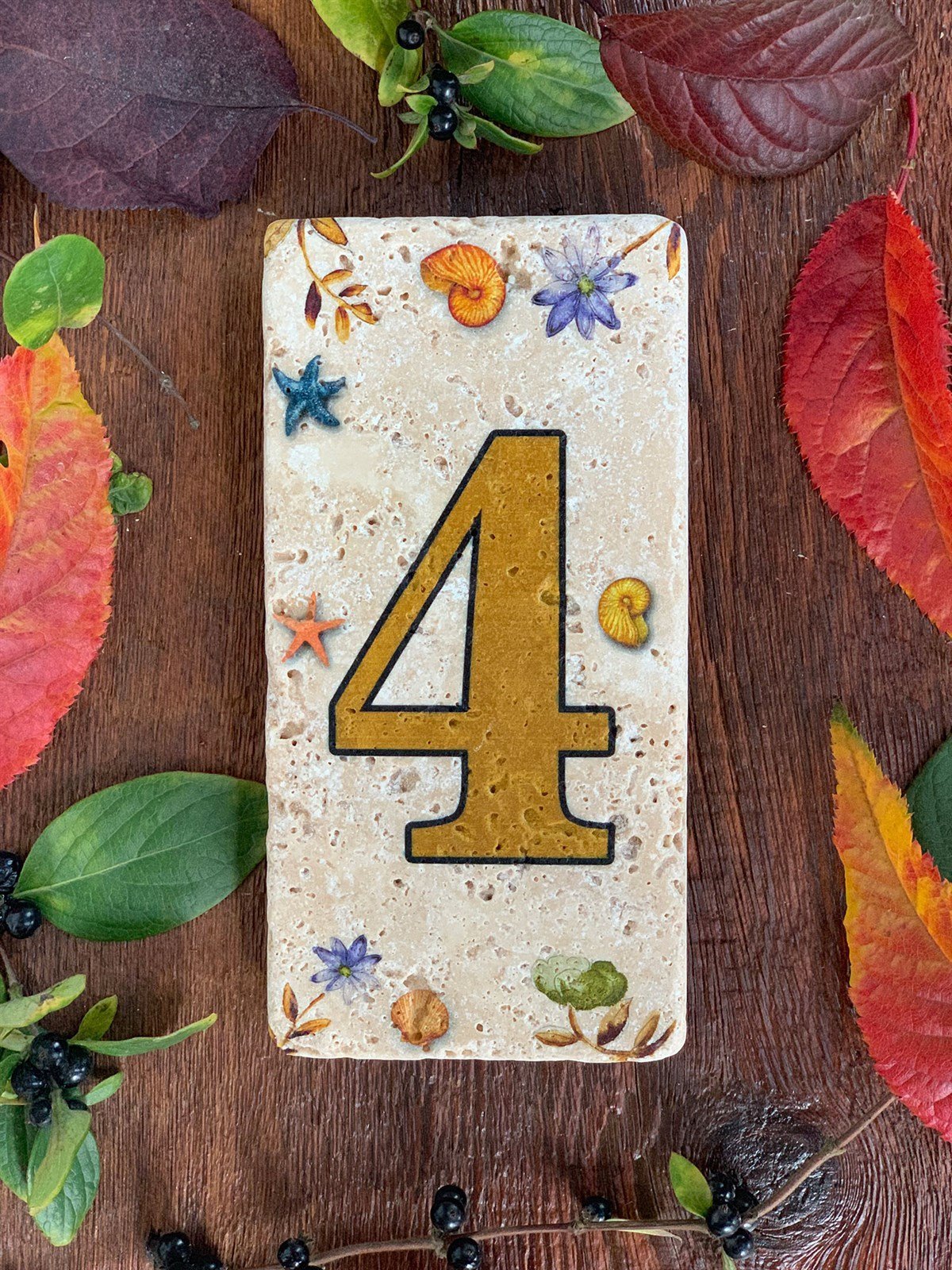 OSCAR STONE DECOR DOĞALTAŞ KAPI NUMARASI, BROWN / 4 (DOOR NUMBER)