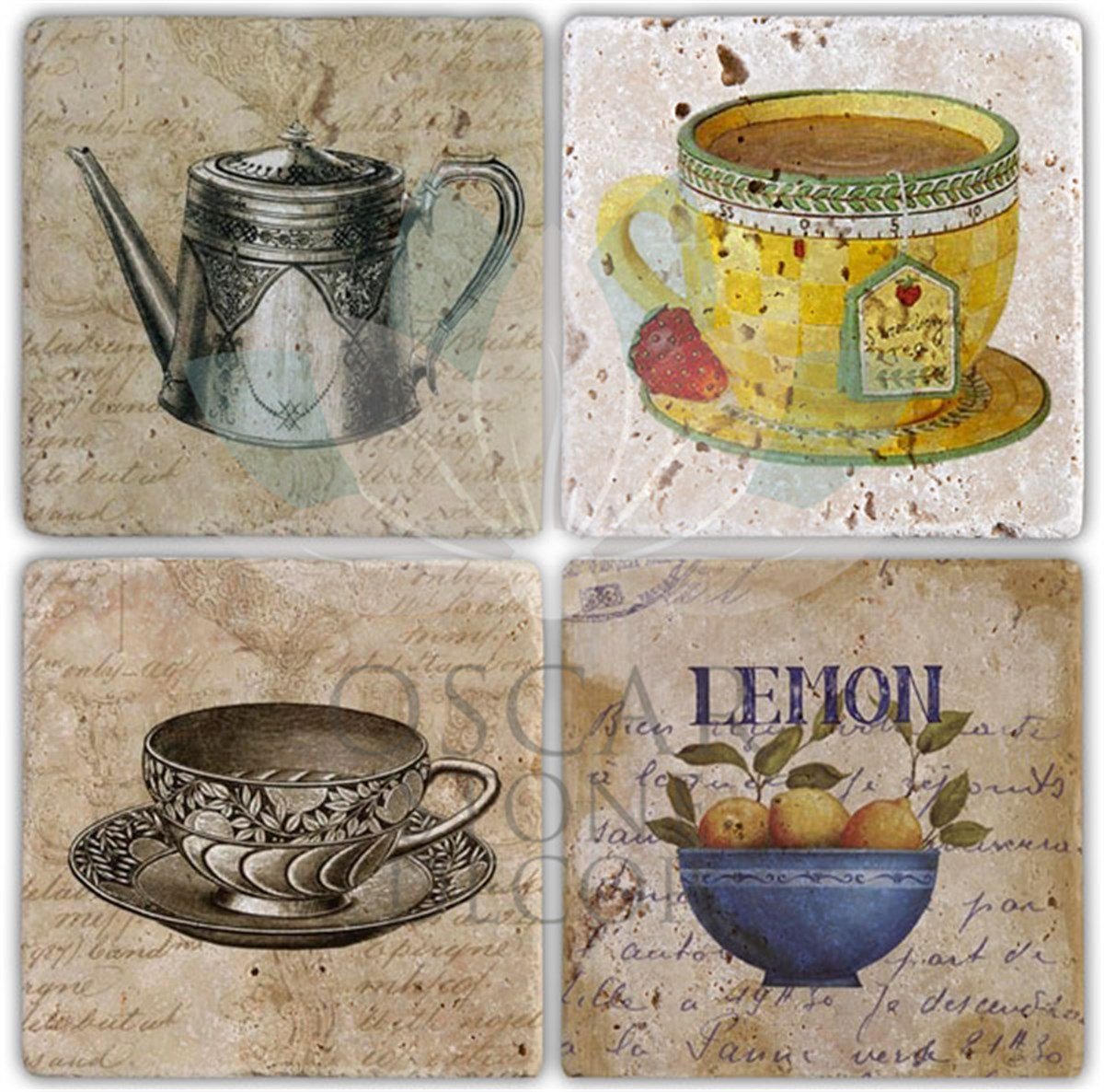 OSCAR STONE DECOR KITCHENSET 4'lü DOĞALTAŞ BARDAK ALTLIĞI / BA001 (COASTER)