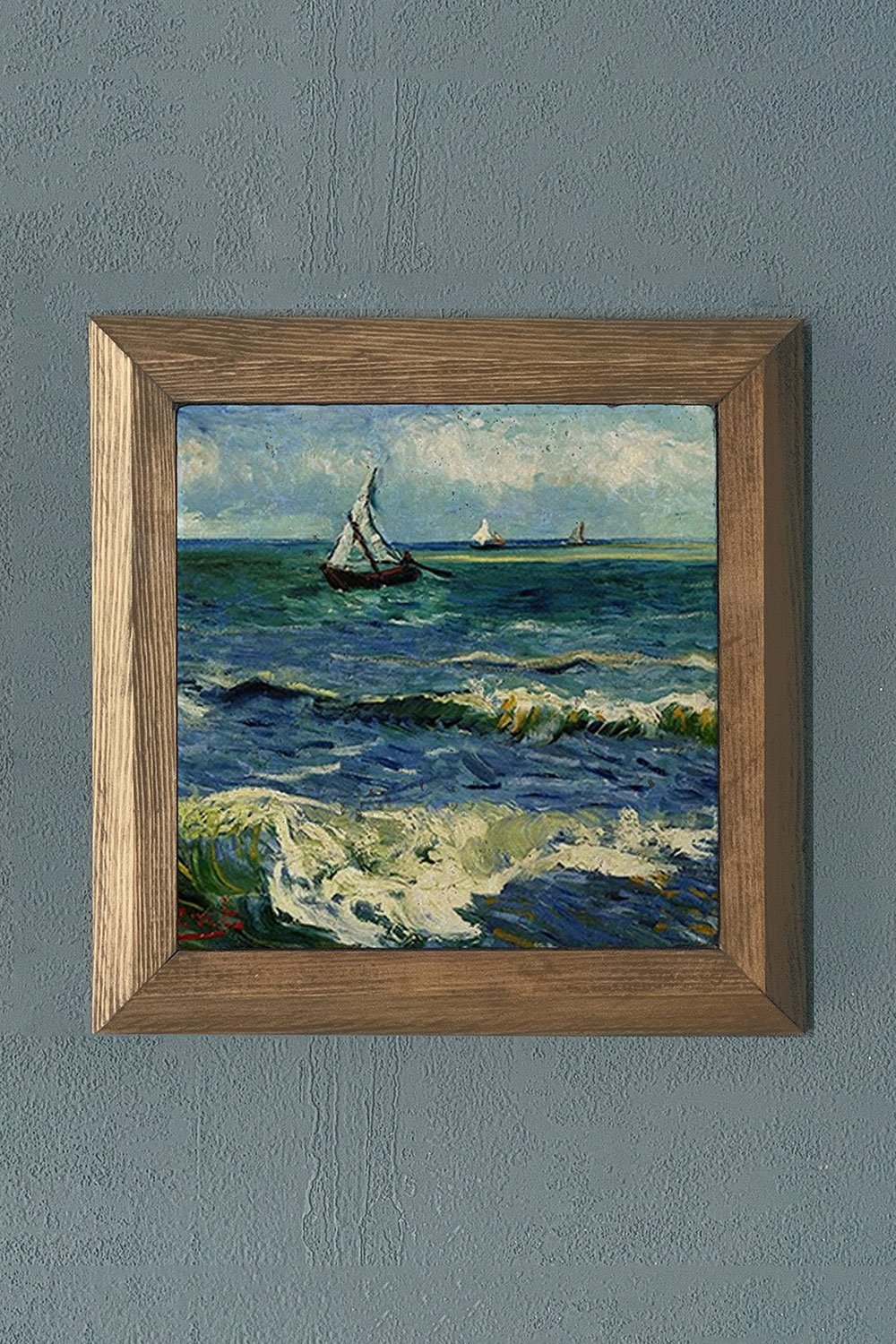 Oscar Stone Decor Masif Çerçeveli Doğaltaş Tablo 28x28 cm Vincent Van Gogh Eserleri