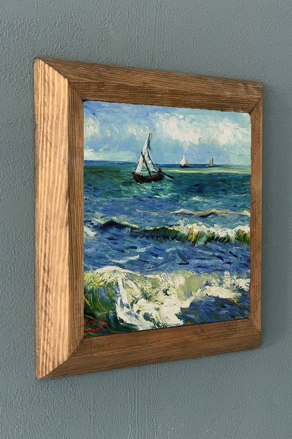 Oscar Stone Decor Masif Çerçeveli Doğaltaş Tablo 28x28 cm Vincent Van Gogh Eserleri