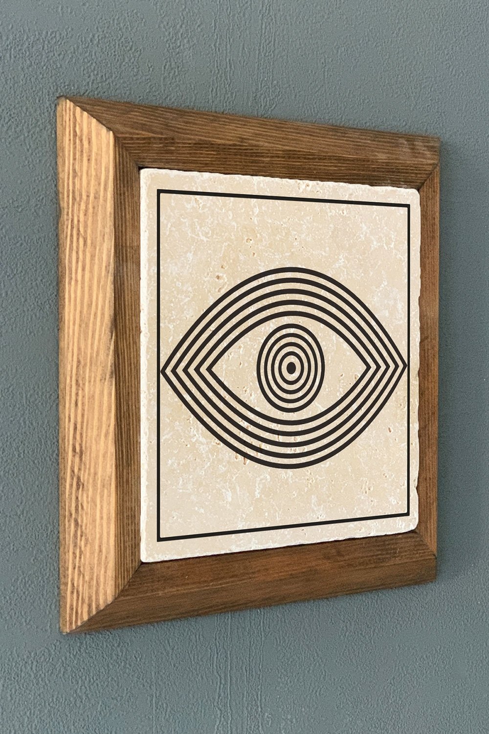 Oscar Stone Decor Masif Çerçeveli Doğaltaş Tablo 28x28 cm Eye / Göz Tasarım Tablo
