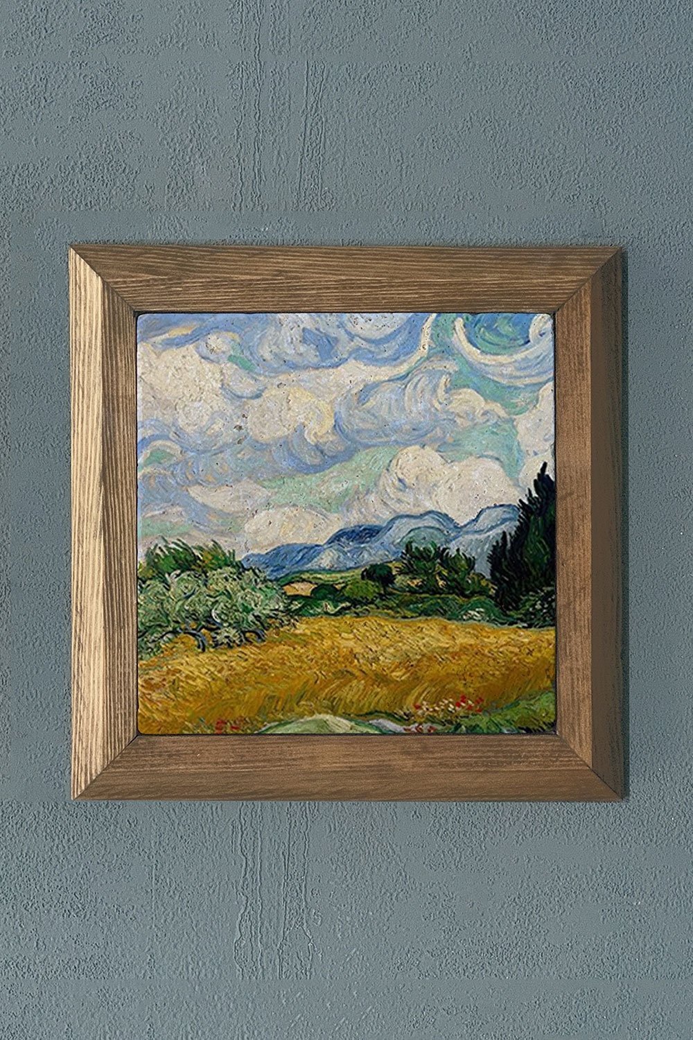 Oscar Stone Decor Masif Çerçeveli Doğaltaş Tablo 28x28 cm Vincent Van Gogh Eserleri
