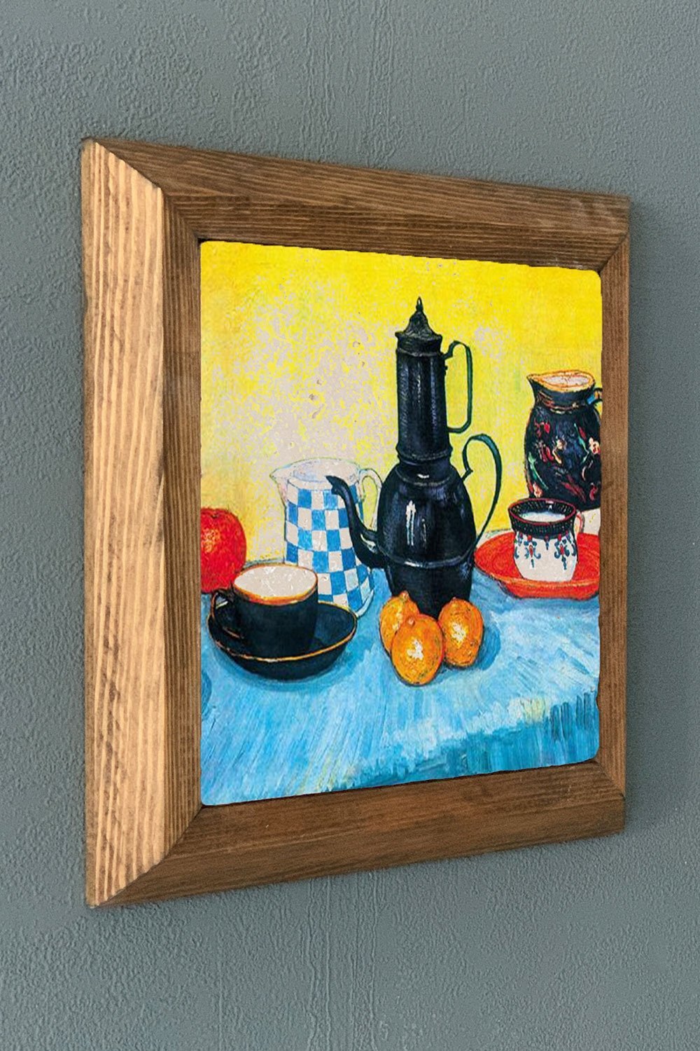 Oscar Stone Decor Masif Çerçeveli Doğaltaş Tablo 28x28 cm Vincent Van Gogh Eserleri