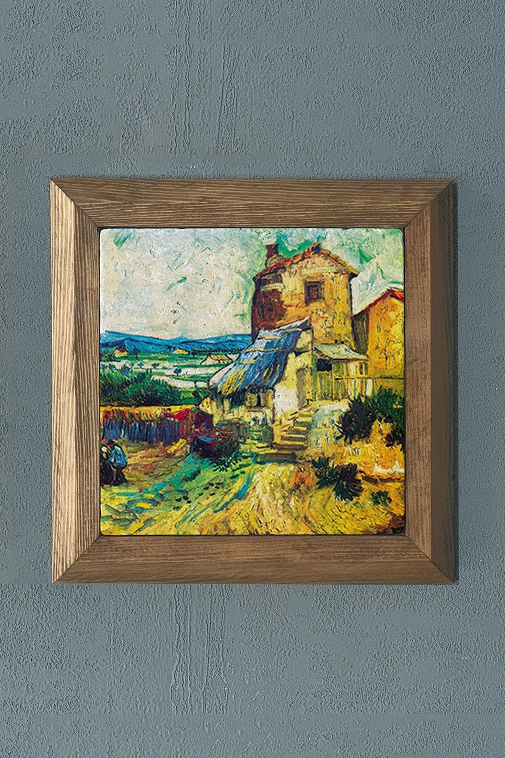 Oscar Stone Decor Masif Çerçeveli Doğaltaş Tablo 28x28 cm Vincent Van Gogh Eserleri