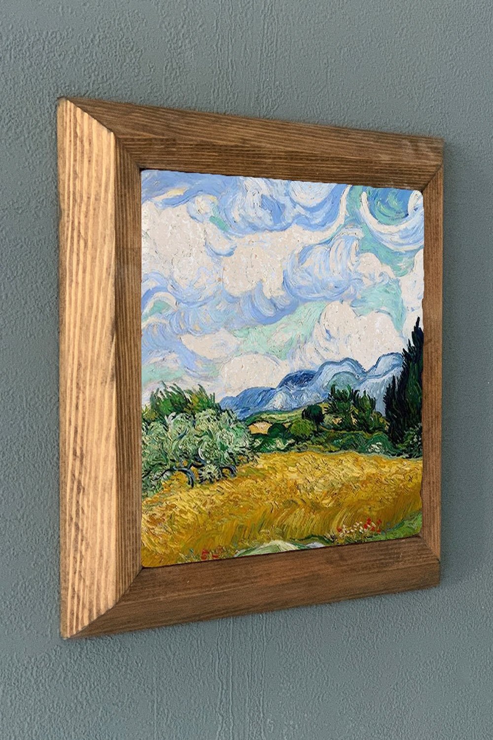 Oscar Stone Decor Masif Çerçeveli Doğaltaş Tablo 28x28 cm Vincent Van Gogh Eserleri