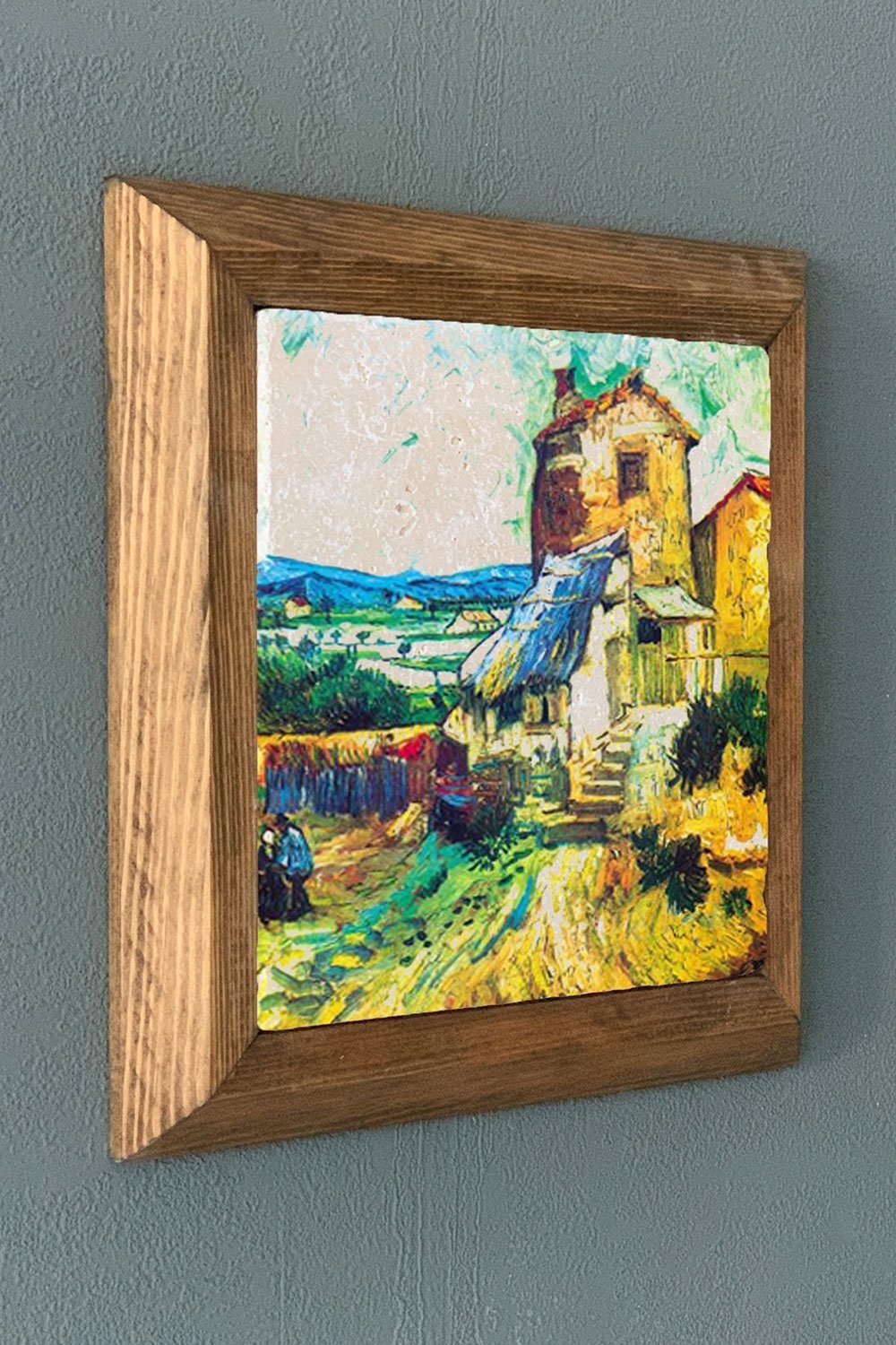 Oscar Stone Decor Masif Çerçeveli Doğaltaş Tablo 28x28 cm Vincent Van Gogh Eserleri