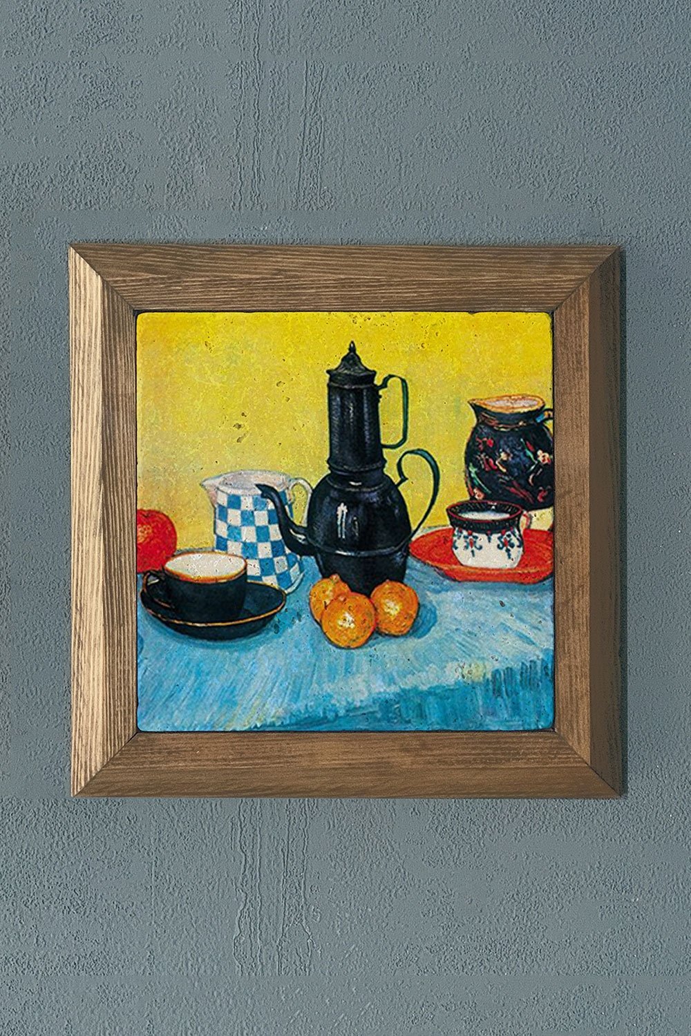 Oscar Stone Decor Masif Çerçeveli Doğaltaş Tablo 28x28 cm Vincent Van Gogh Eserleri