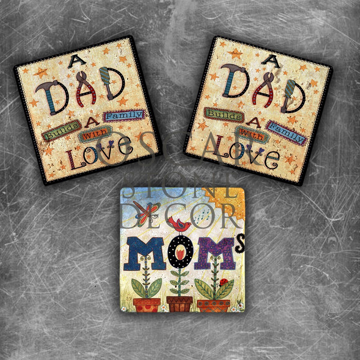 OSCAR STONE DECOR MOM AND DAD DOĞALTAŞ MAGNET SETİ / MG-104
