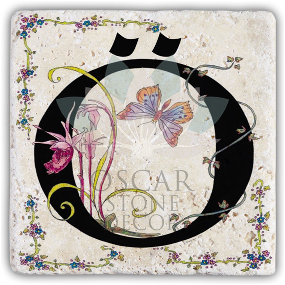 OSCAR STONE DECOR Ö HARFİ TEKLİ DOĞALTAŞ BARDAK ALTLIĞI / BA-Ö3 (COASTER)
