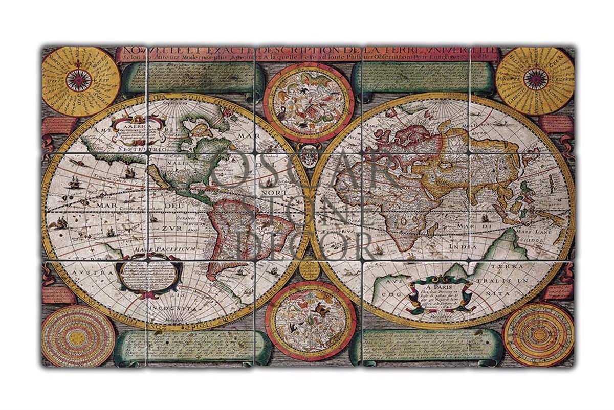 OSCAR STONE DECOR OLD MAP  DOĞALTAŞ TABLO / TT001 (STONE TABLE)