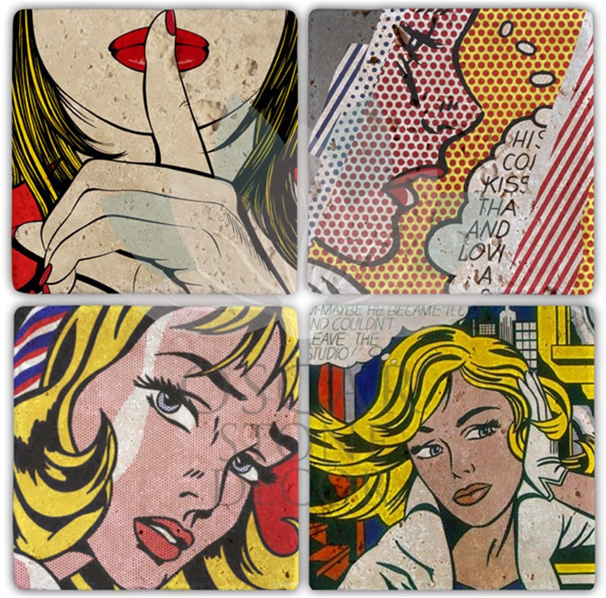 OSCAR STONE DECOR POPART 4'lü DOĞALTAŞ BARDAK ALTLIĞI / BA064 (COASTER)