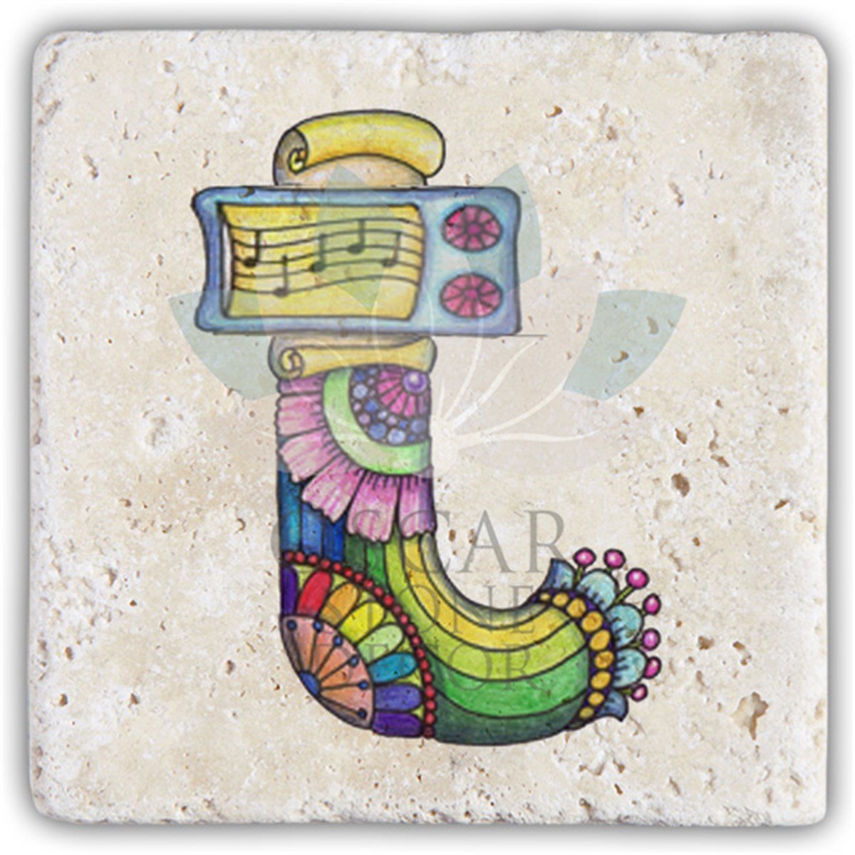 OSCAR STONE DECOR T HARFİ TEKLİ DOĞALTAŞ BARDAK ALTLIĞI / BA-T5 (COASTER)