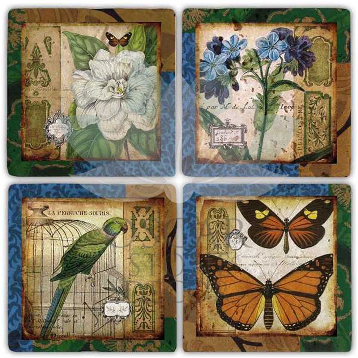 OSCAR STONE DECOR VINTAGE SET 4'lü DOĞALTAŞ BARDAK ALTLIĞI / BA270 (COASTER)