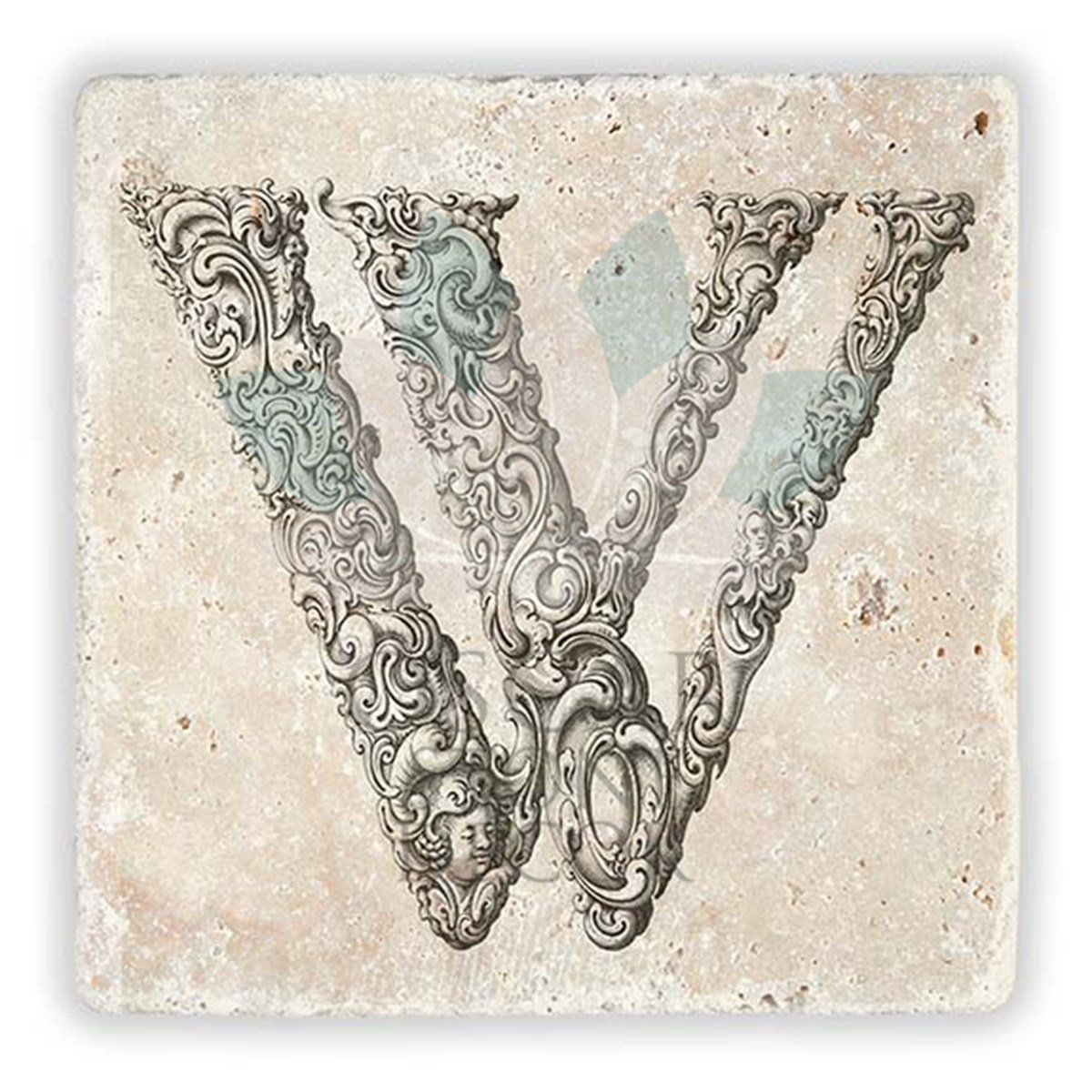OSCAR STONE DECOR W HARFİ TEKLİ DOĞALTAŞ BARDAK ALTLIĞI / BA-W1 (COASTER)