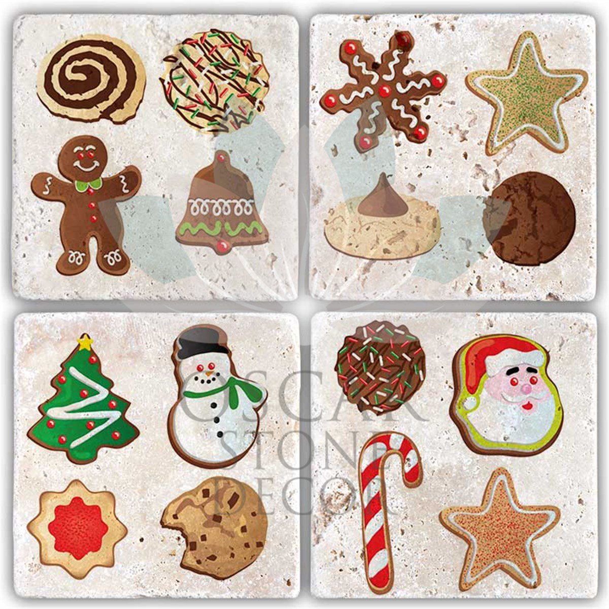 OSCAR STONE DECOR YILBAŞI 4'lü DOĞALTAŞ BARDAK ALTLIĞI / YBA-013 (COASTER)