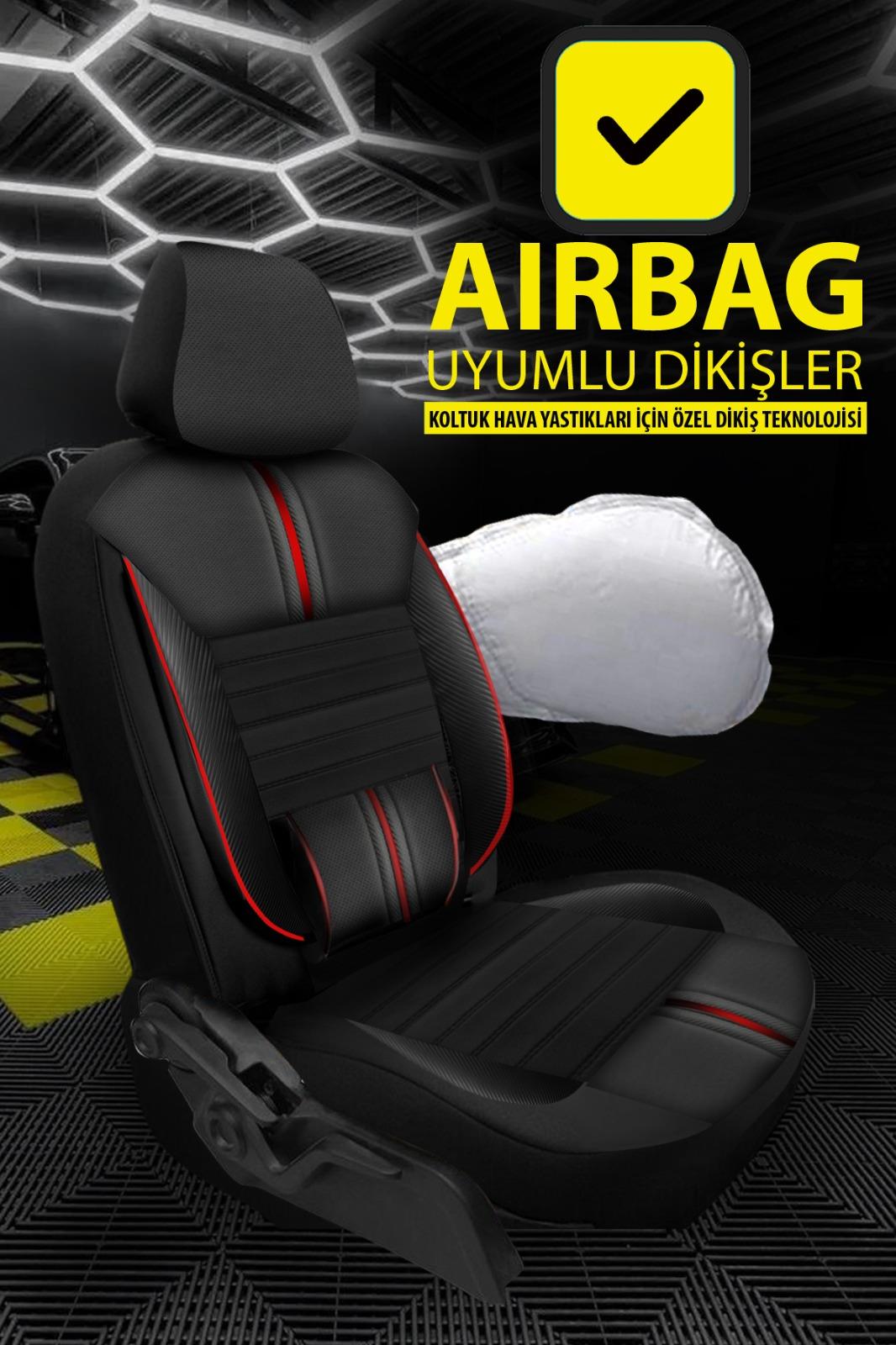 Carbon Tay Tüyü Süet Deri Oto Koltuk Kılıfı Kırmızı 
