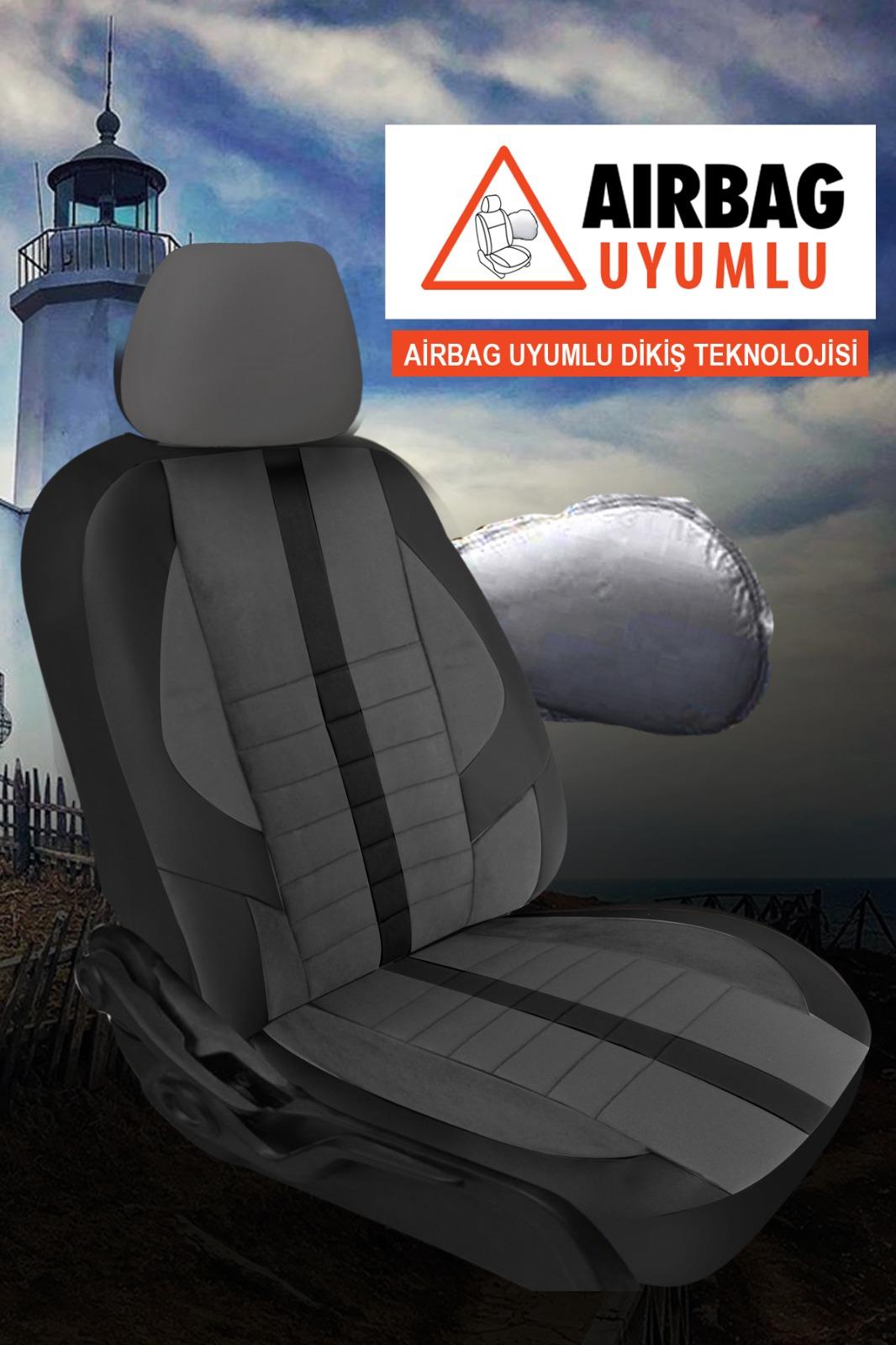 Sinop Serisi Füme Velur Kumaş- Lüks Üniversal Oto Koltuk Kılıfı 