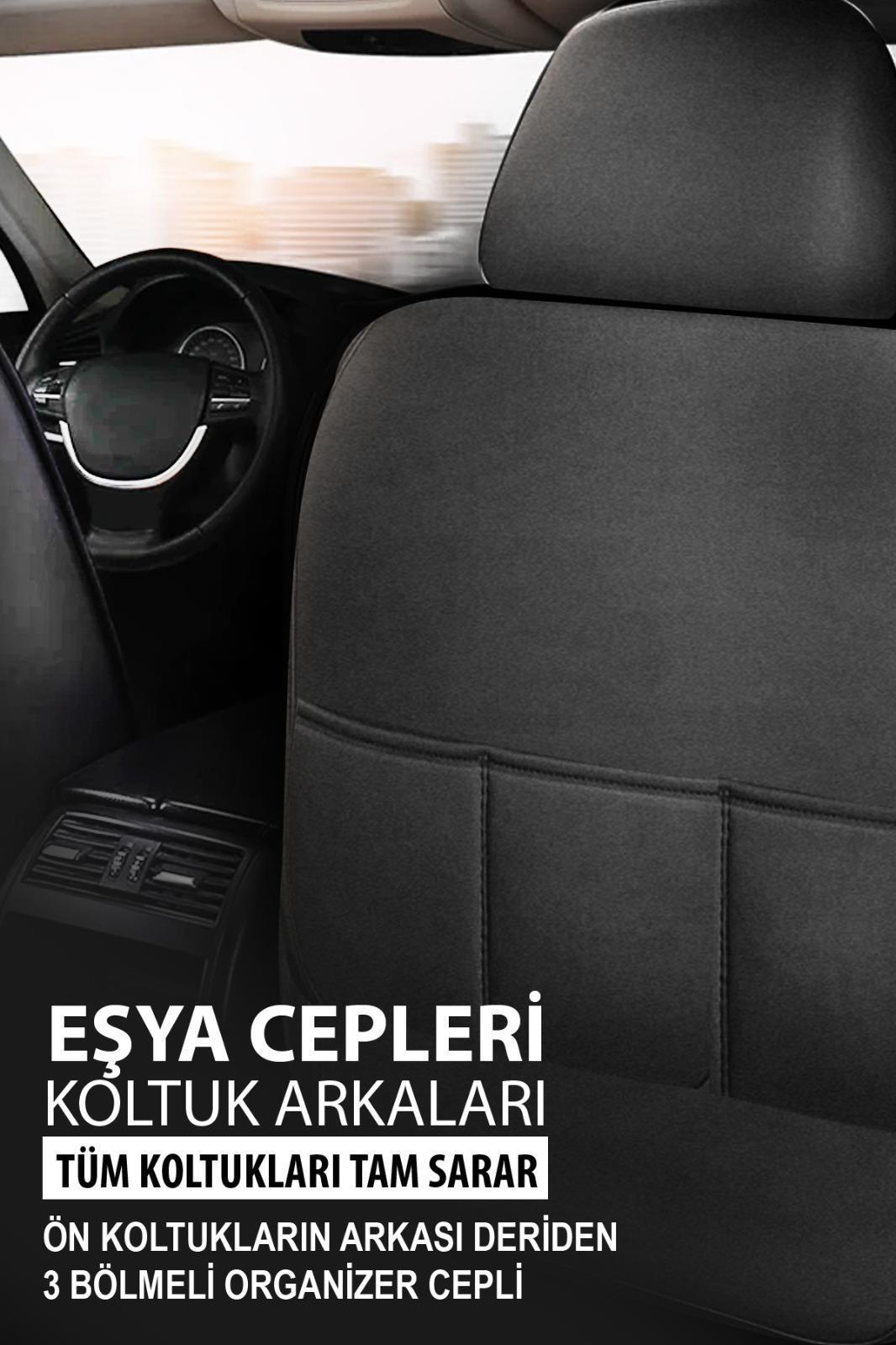 Sinop Serisi Siyah Velur Kumaş- Lüks Üniversal Oto Koltuk Kılıfı 
