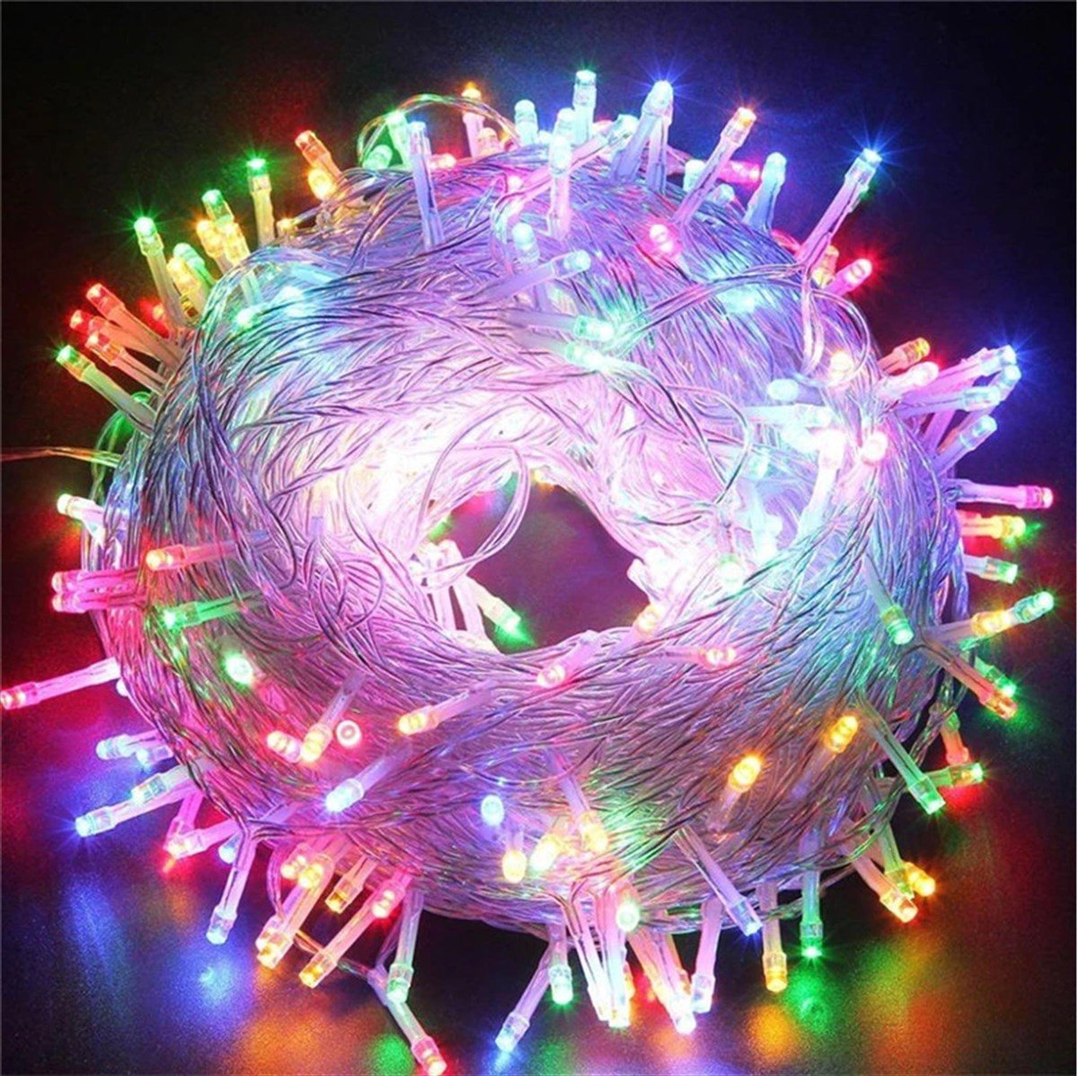 KBK Market 10 MT 220V Fişli 8 Fonksiyonlu Silikon Karışık  Ampul 100 Led
