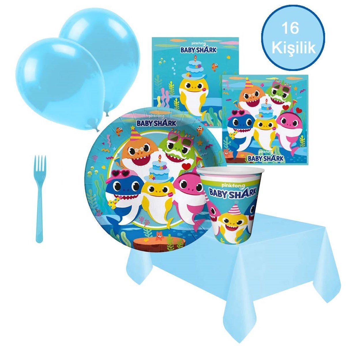 KBK Market Baby Shark Doğum Günü Seti 16 Kişilik