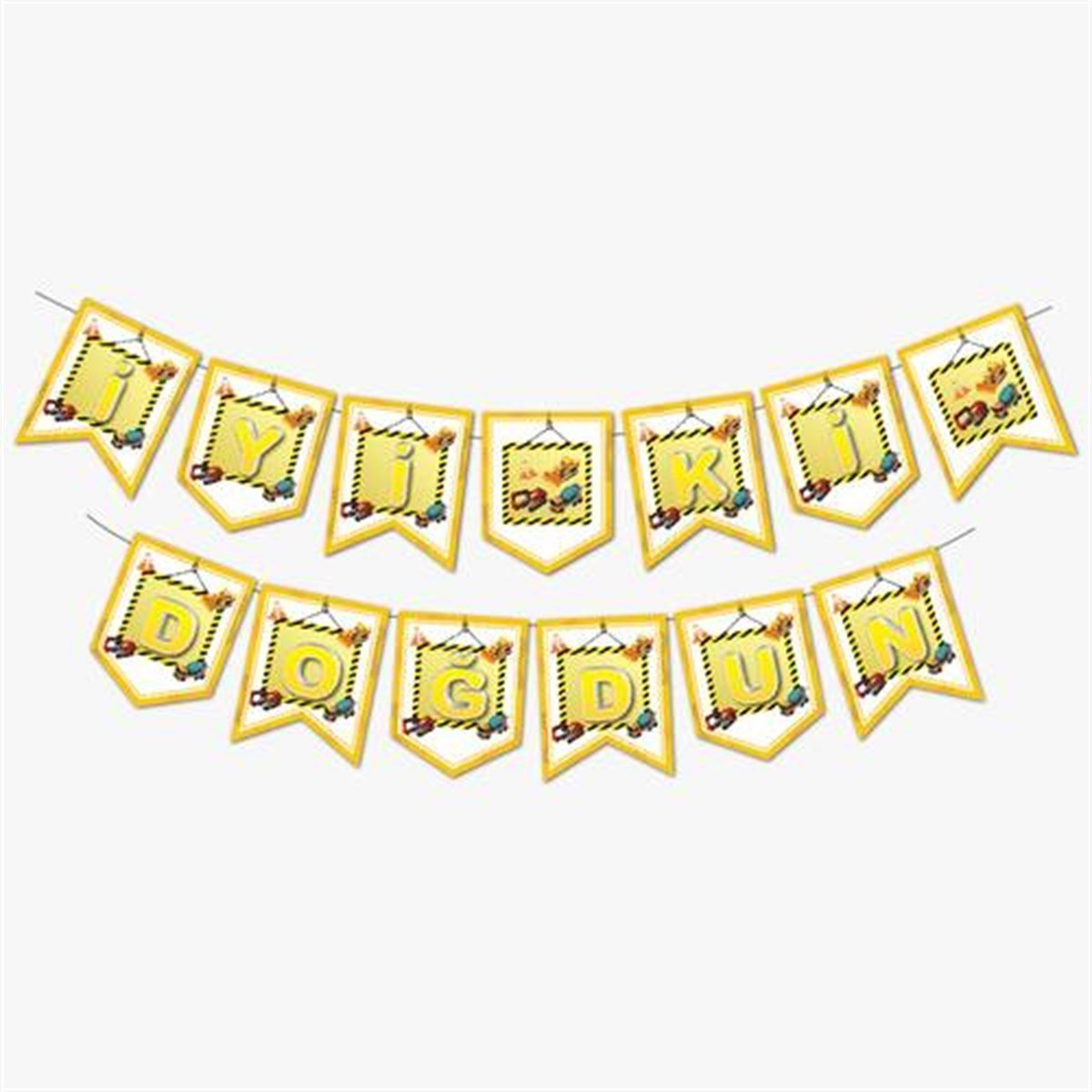 KBK Market İnşaat Temalı İyiki Doğdun Zigzag Banner