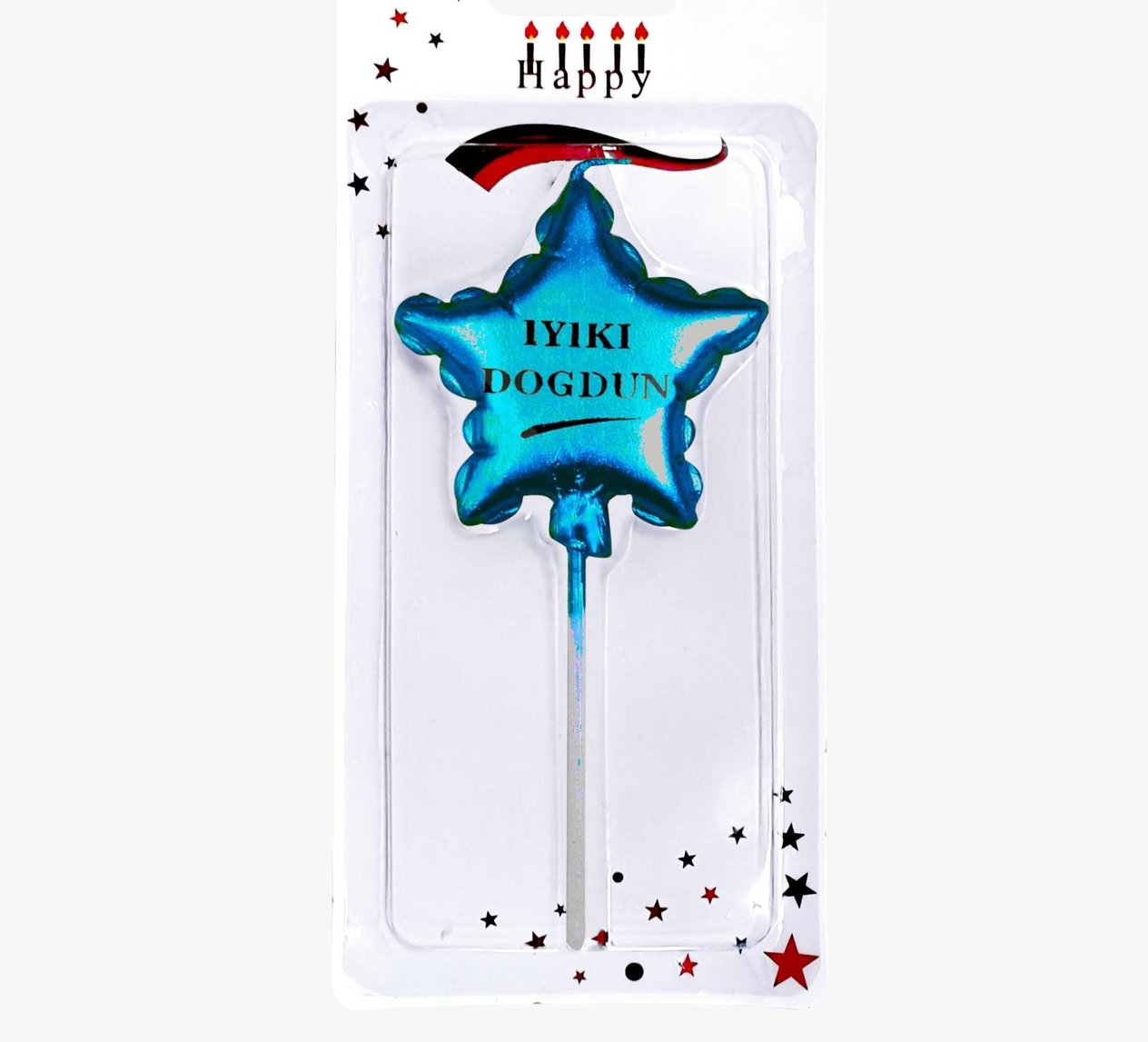KBK Market İyiki Doğdun Yıldız Mum Mavi