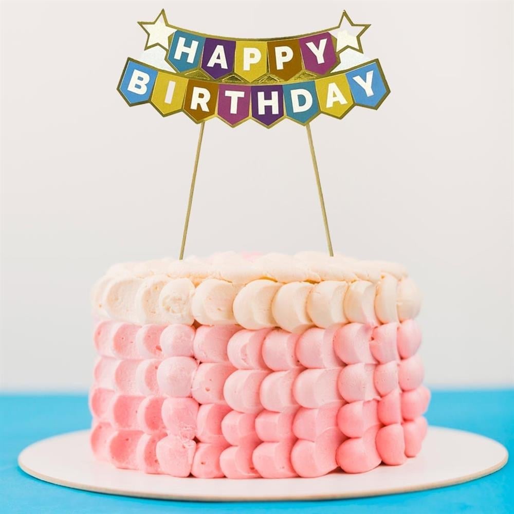 KBK Market Pasta Üzeri Happy Birthday Yazı Renkli