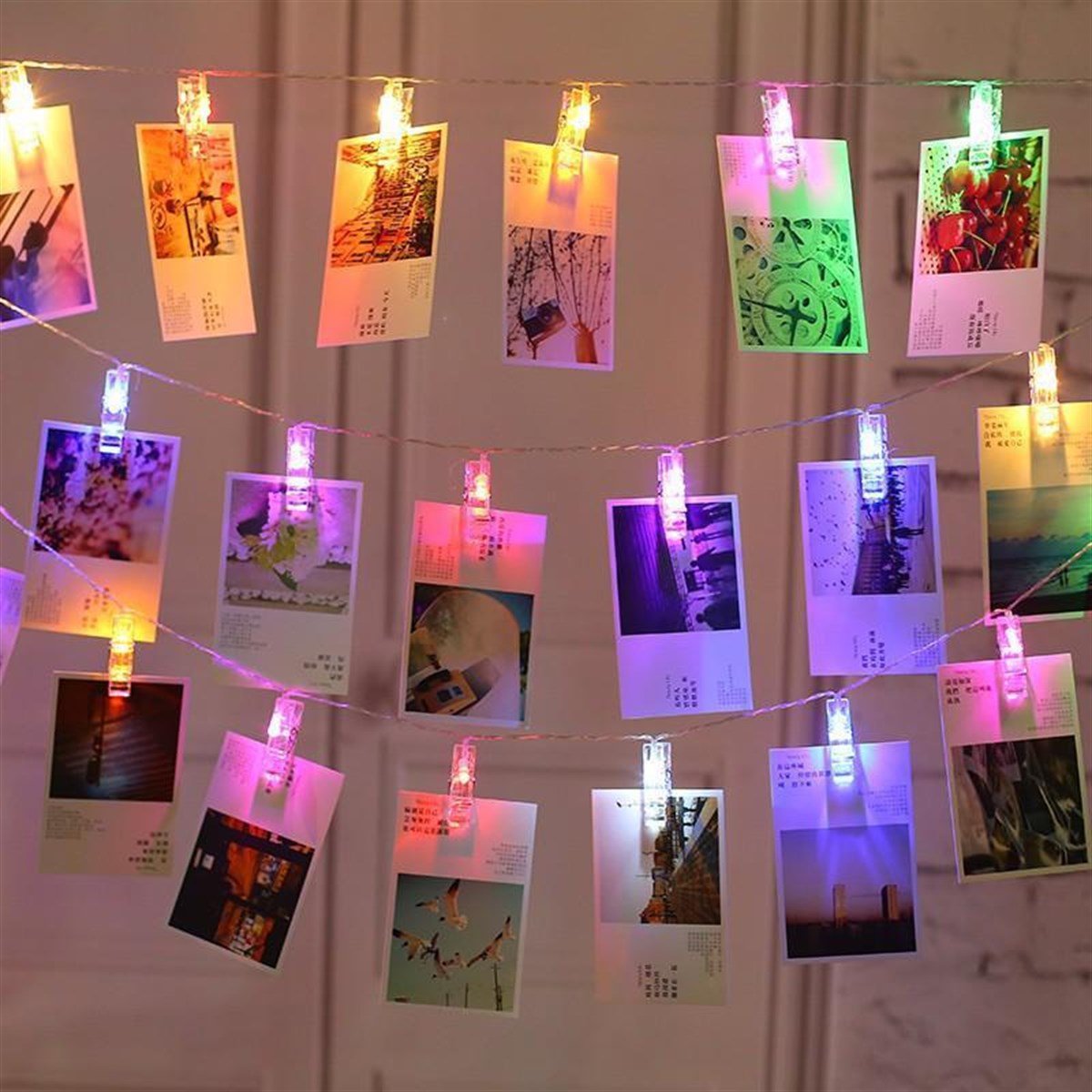 KBK Market Renkli 20'li Led Işıklı Fotoğraf Mandalları 3 Metre