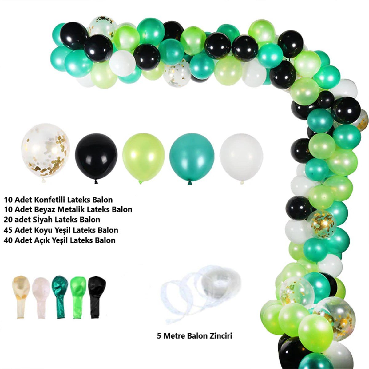 KBK Market Yeşil Kombin Balon Zinciri Seti