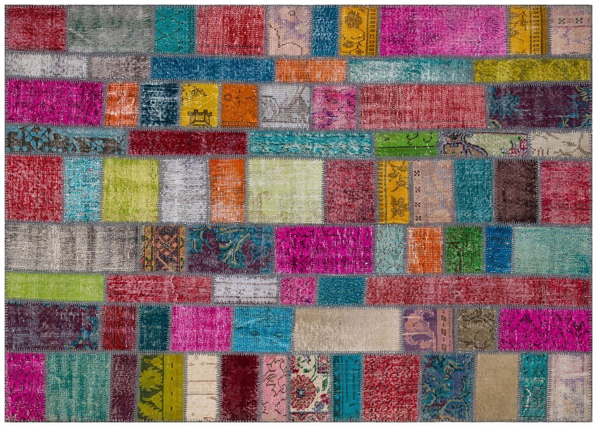 El Dokuma Yün'lü Türk Patchwork Halı Multi P_111 Ölçü;177x240cm 4.25m2