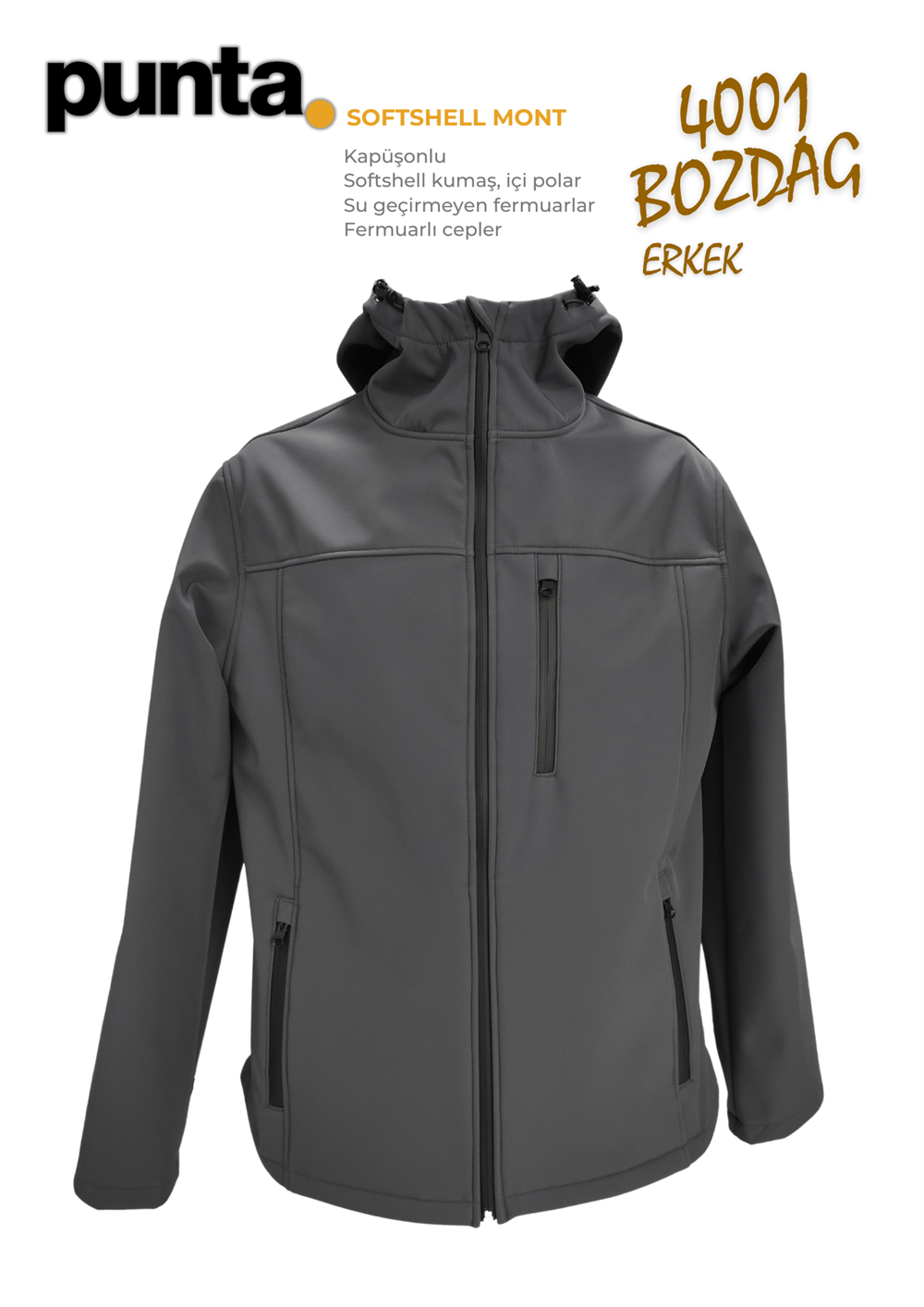 Softshell Mont Erkek (Su Geçirmez) | Punta Bozdağ
