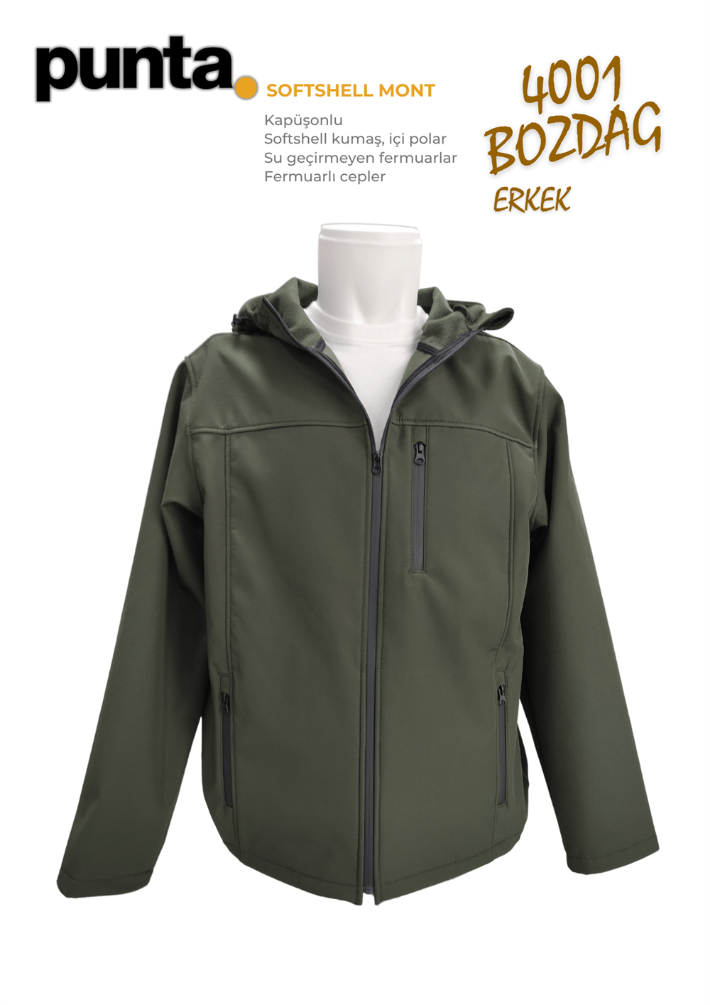 Softshell Mont Erkek (Su Geçirmez) | Punta Bozdağ