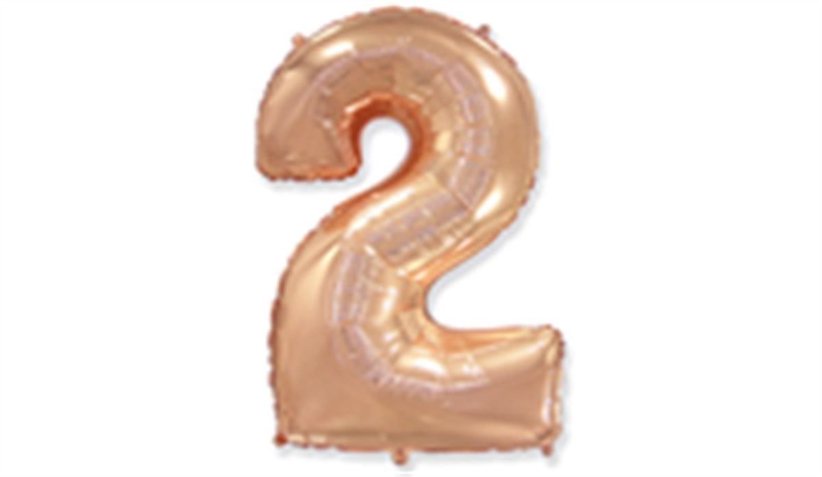 2 Rakamlı Folyo Rose Gold Renk Balon 76 cm
