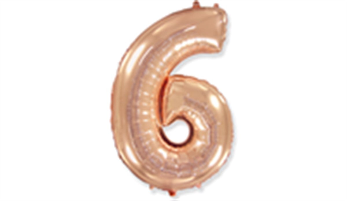 6 Rakamlı Folyo Rose Gold Renk Balon 76 cm