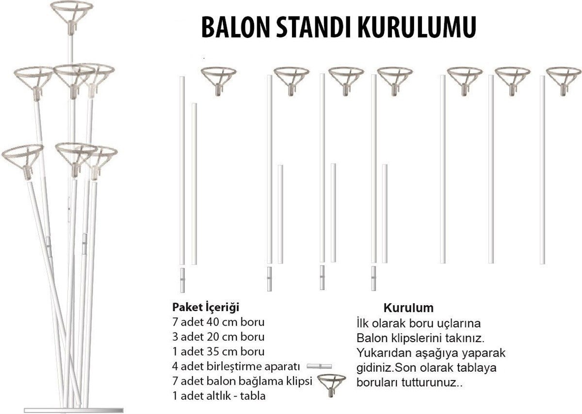 Mavi Beyaz Lacivert Ayaklı Balon Standı - 1 Adet