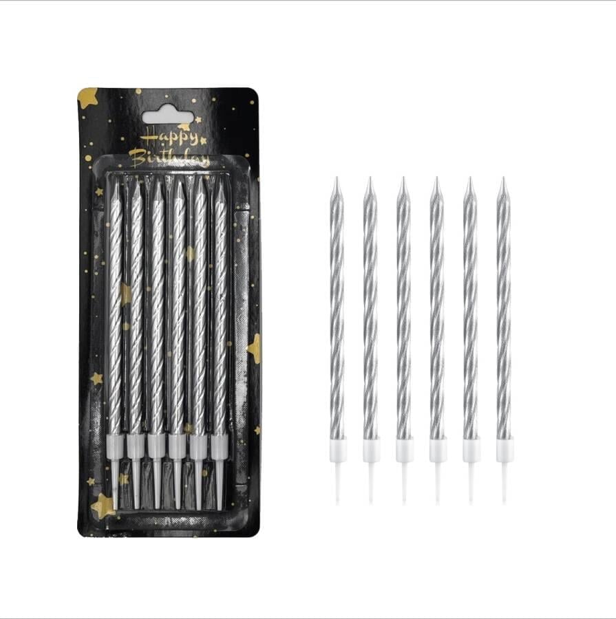 Mum İnce 14 cm Spiral Set Gümüş 6 Adet
