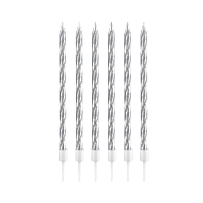 Mum İnce 14 cm Spiral Set Gümüş 6 Adet