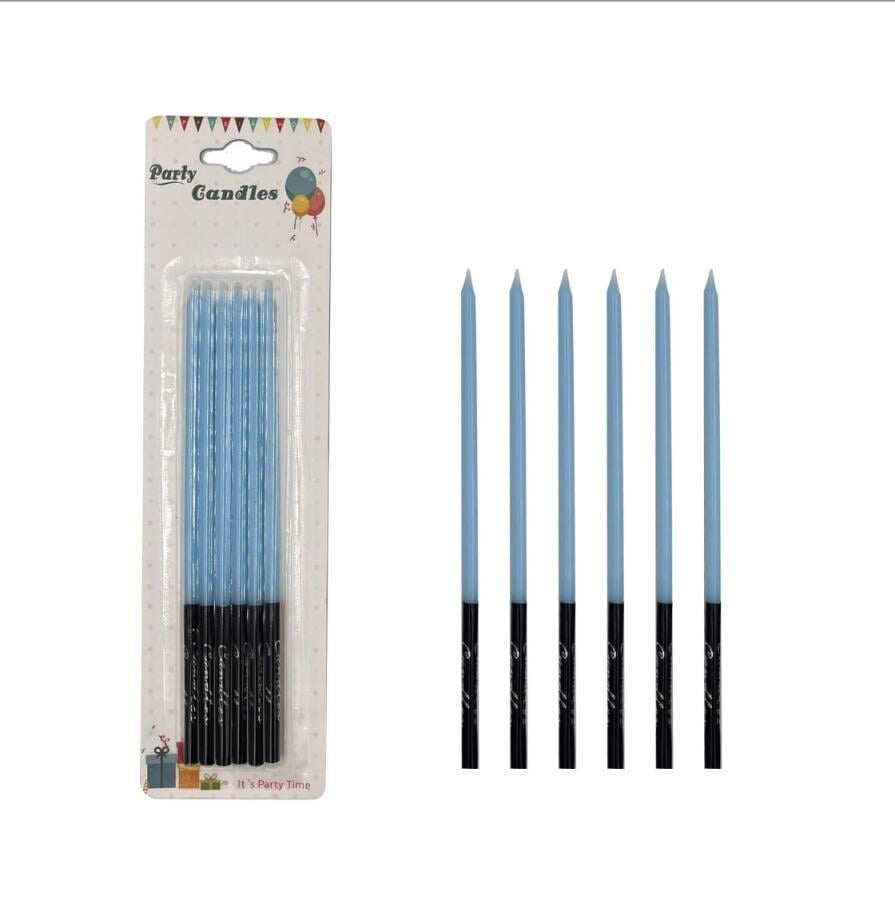 Mum İnce Kalem Model Makaron Mavi 15 Cm 6 Adet