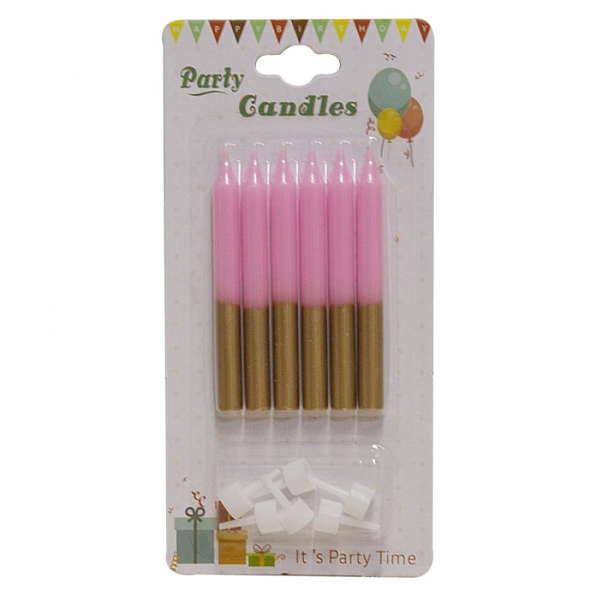 Pembe Varaklı Doğum Günü Mumu 8 cm 6 lı