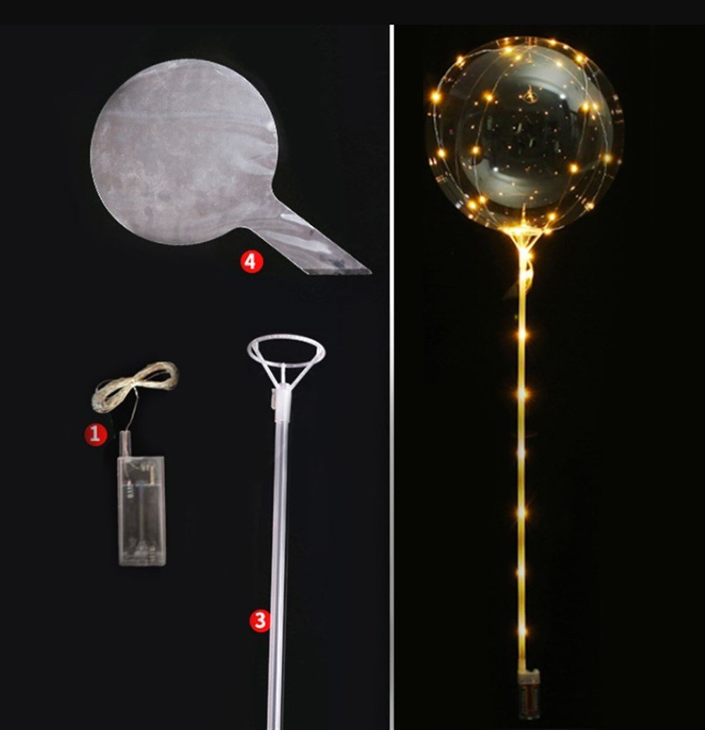 3 M LED GÜN IŞIĞI RENKLİ LED ŞEFFAF BALON ÇUBUKLU SET