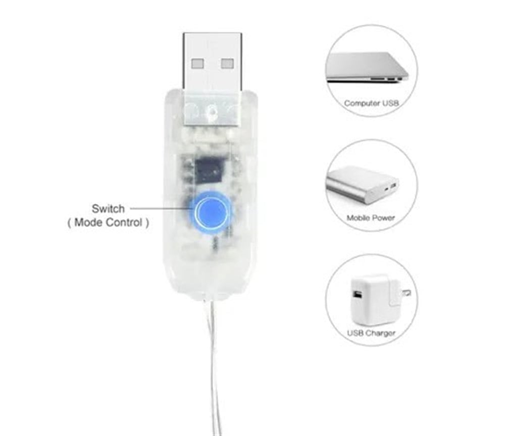 8 MODLU USB Lİ KUMANDALI 5 M PERİ LED BEYAZ
