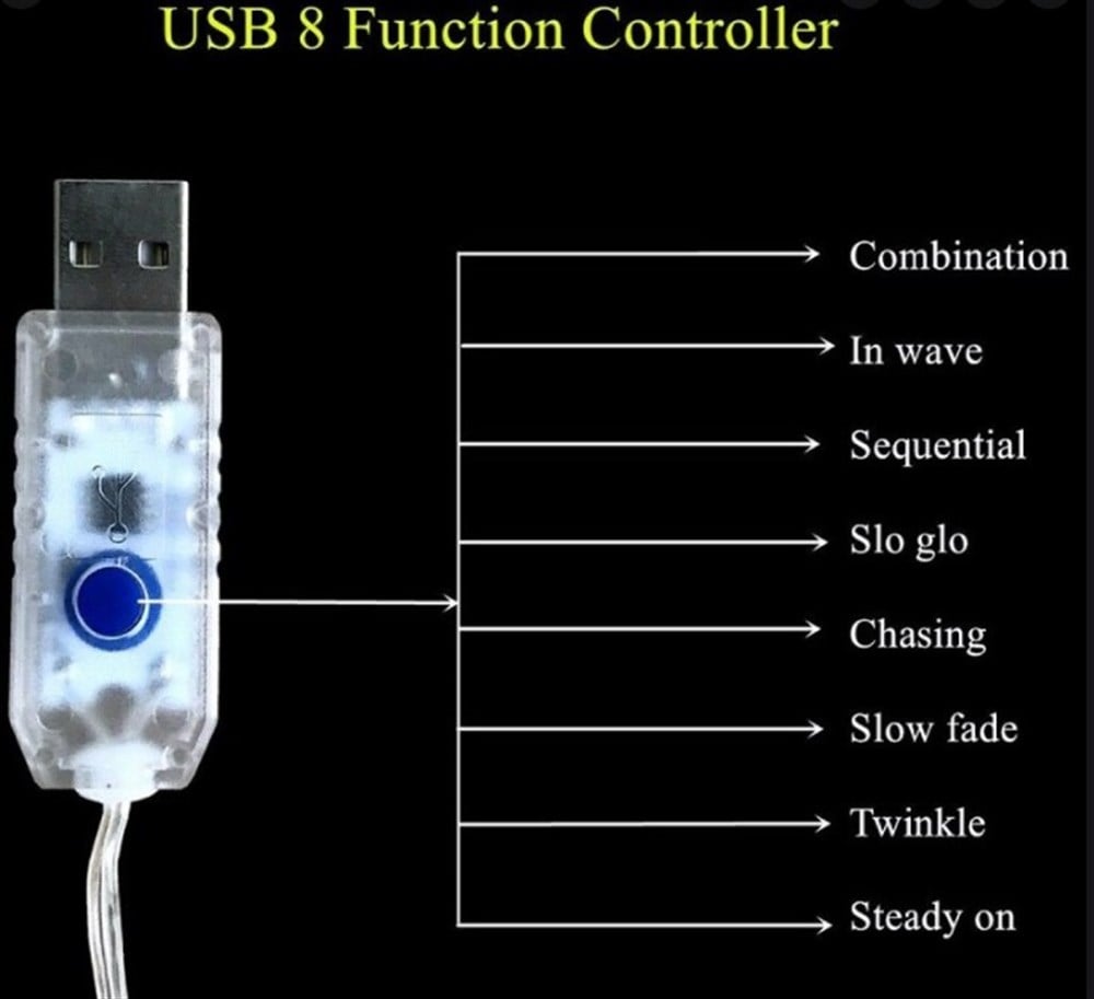 8 MODLU USB Lİ KUMANDALI 5 M PERİ LED BEYAZ