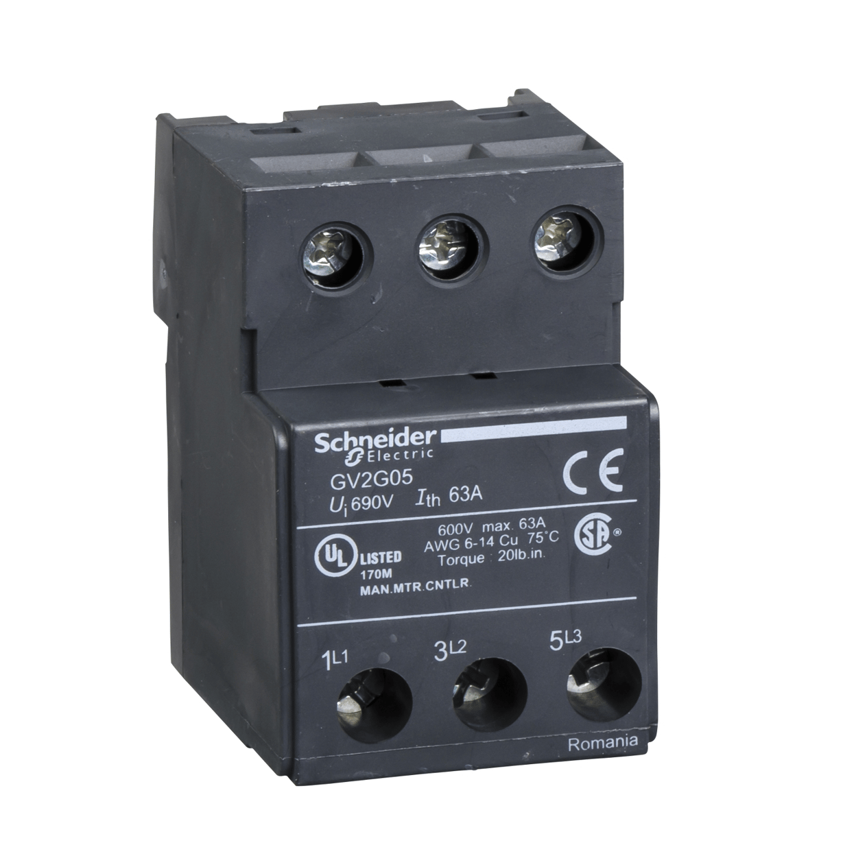 SchneiderSchneider GV2G05 TeSys GV2, TeSys D ve TeSys U - Terminal Bloğu - 3P - GV1L3 için